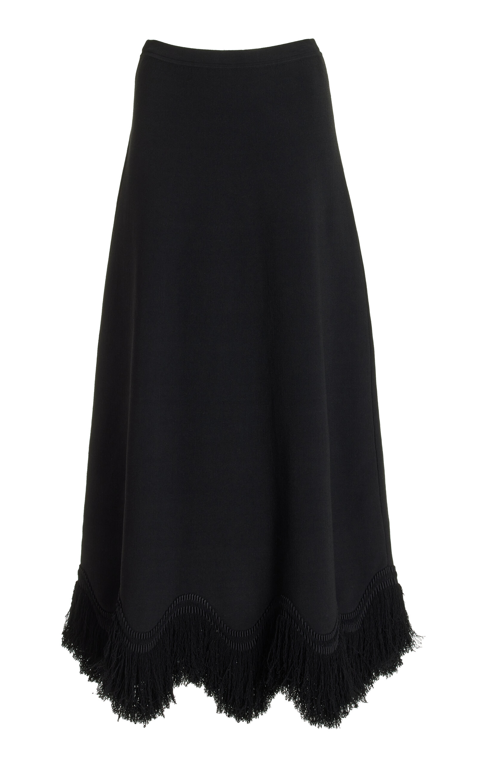 Shop Ulla Johnson Paulina Fringed Knit Maxi Skirt In Black