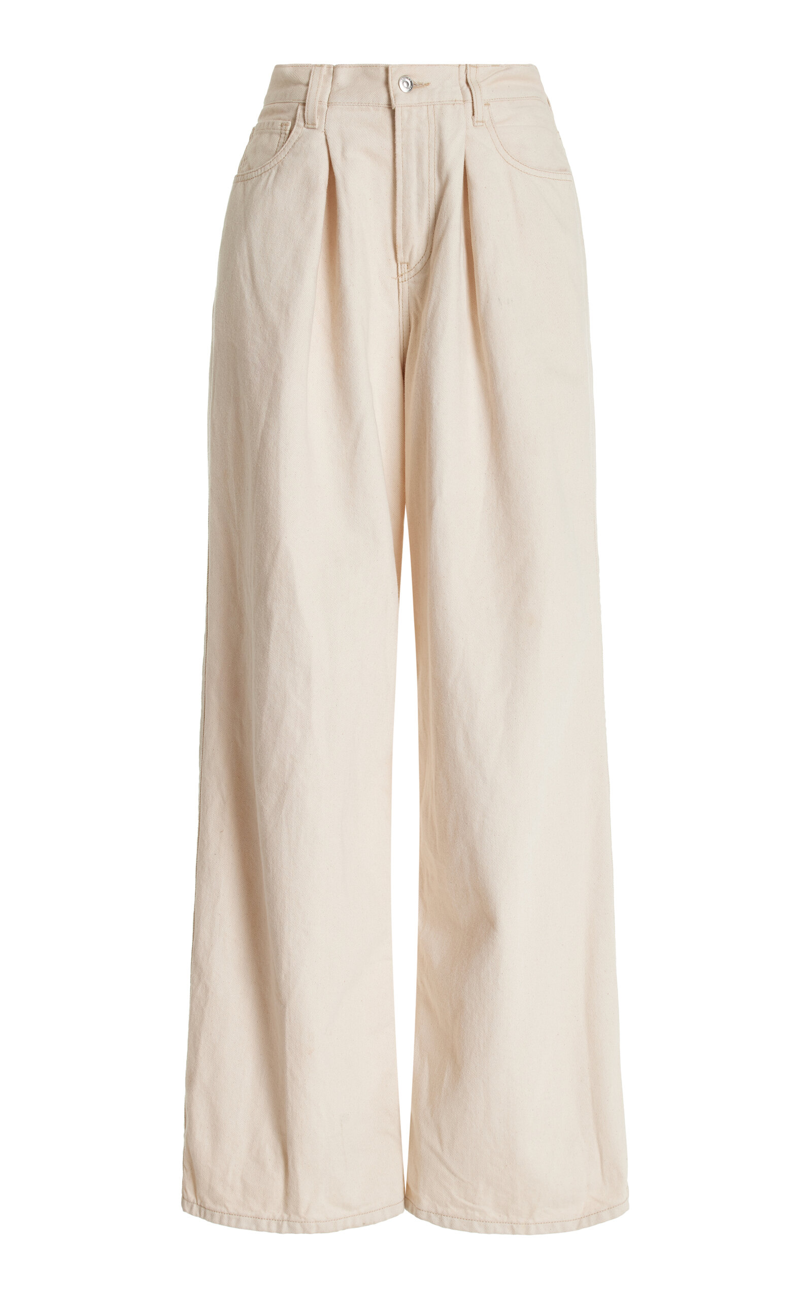 Shop Haikure Candy Cotton Mid-rise Wide-leg Pants In Neutral