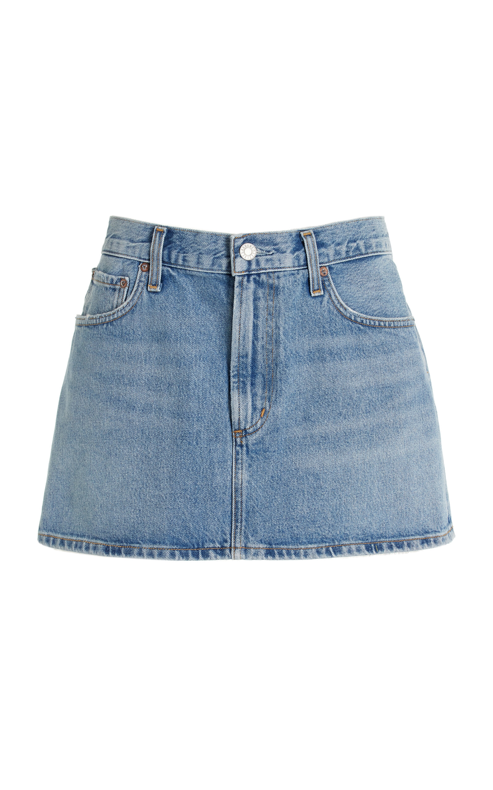 Shop Agolde Alek Denim Mini Skirt In Light Wash