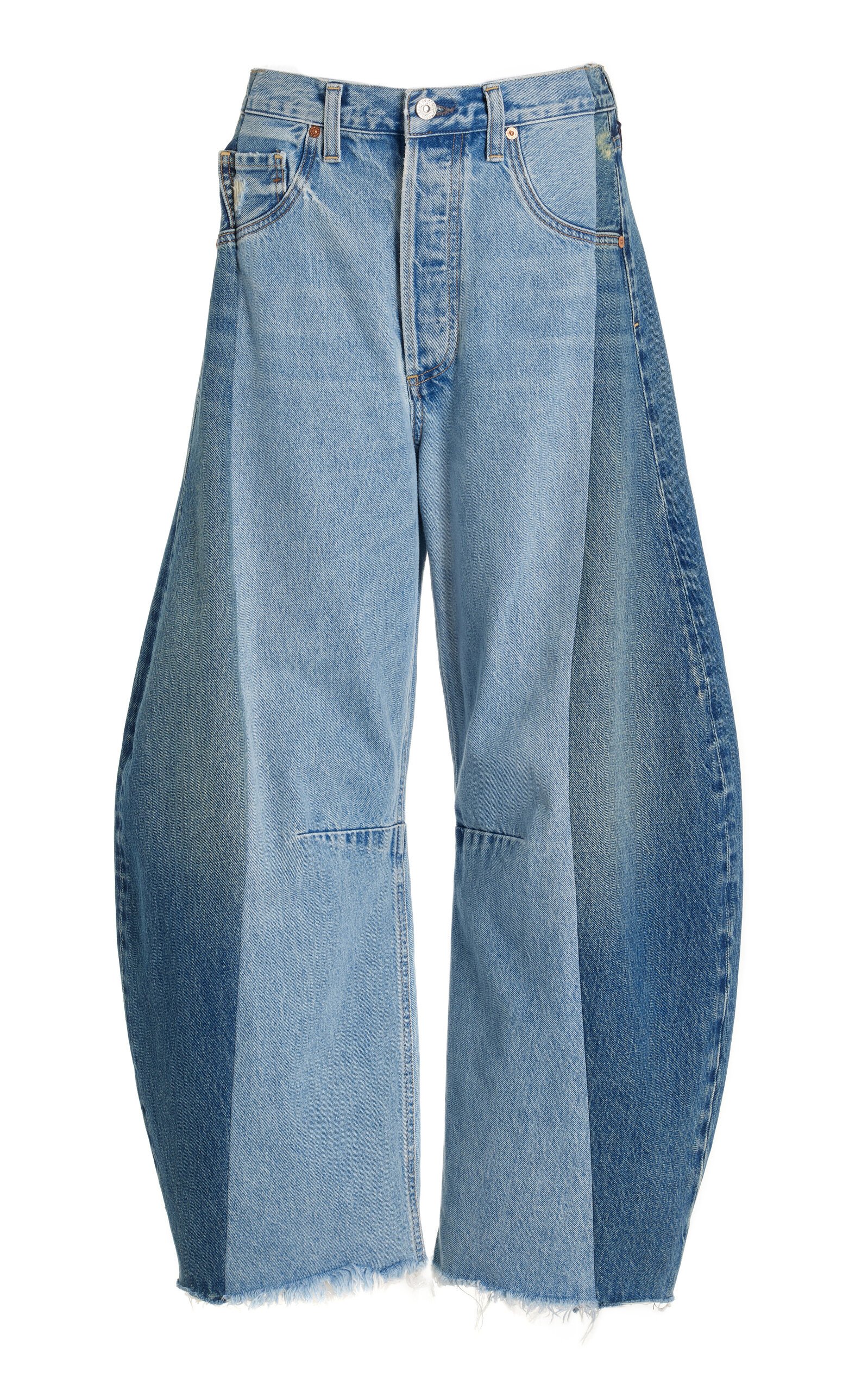 Shop Citizens Of Humanity Horseshoe Paneled Rigid High-rise Wide-leg Jeans In Medium Wash