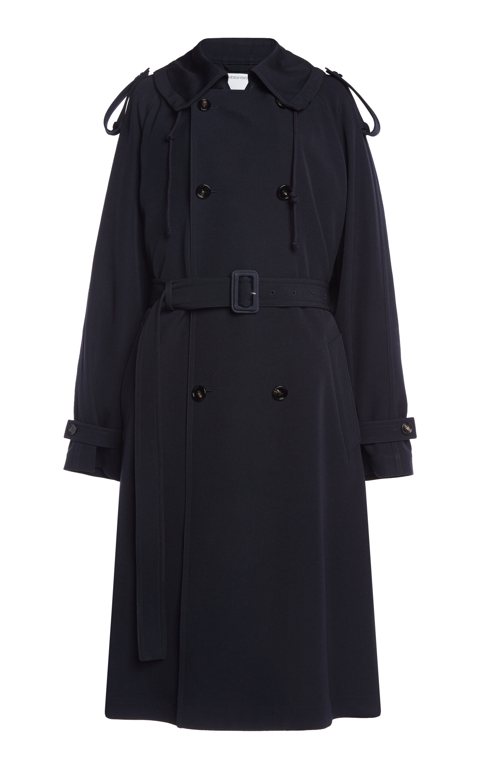 Shop Bottega Veneta Wool Gabardine Trench Coat In Navy