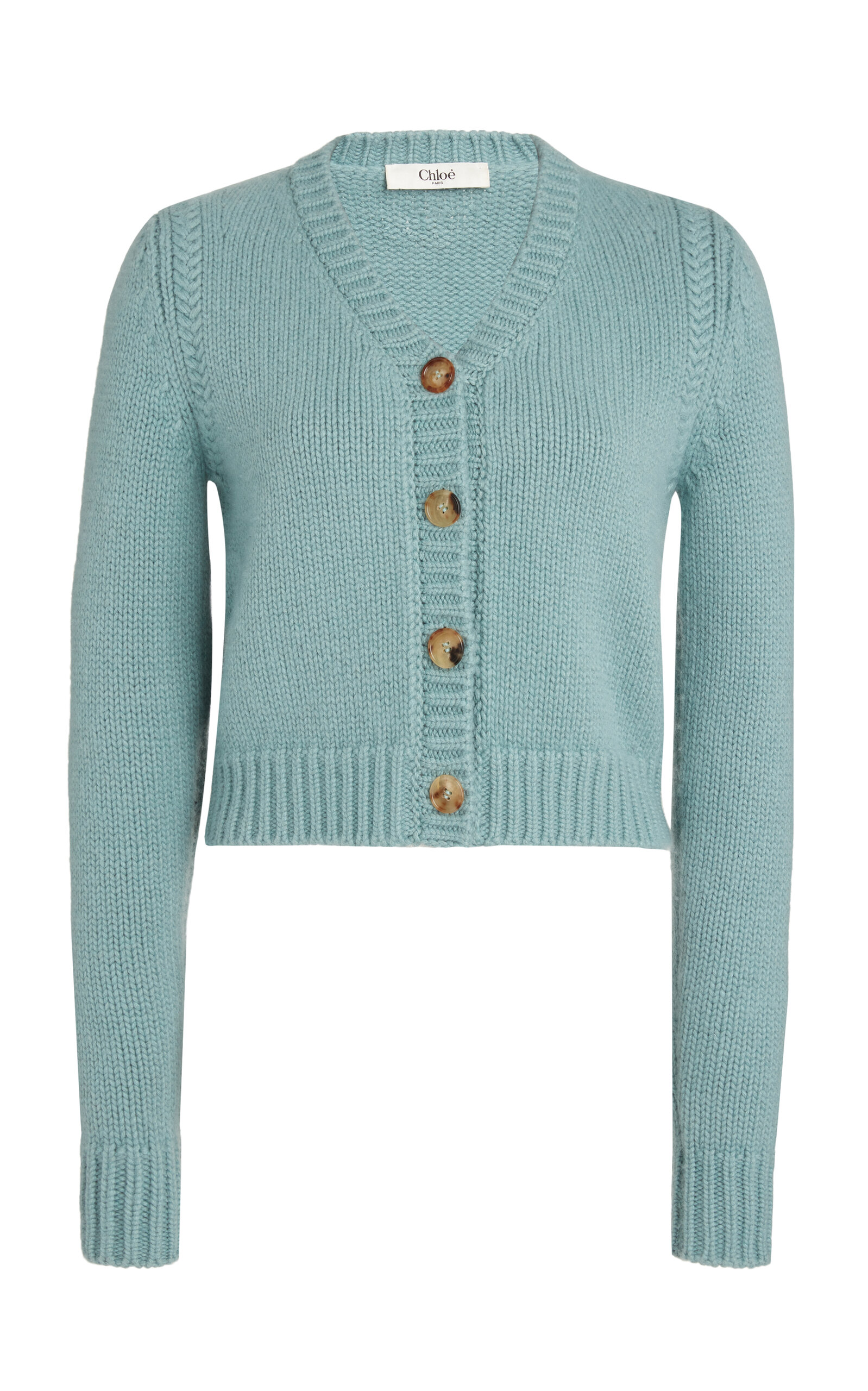 Shop Chloé Knit Cotton-cashmere Cardigan In Blue