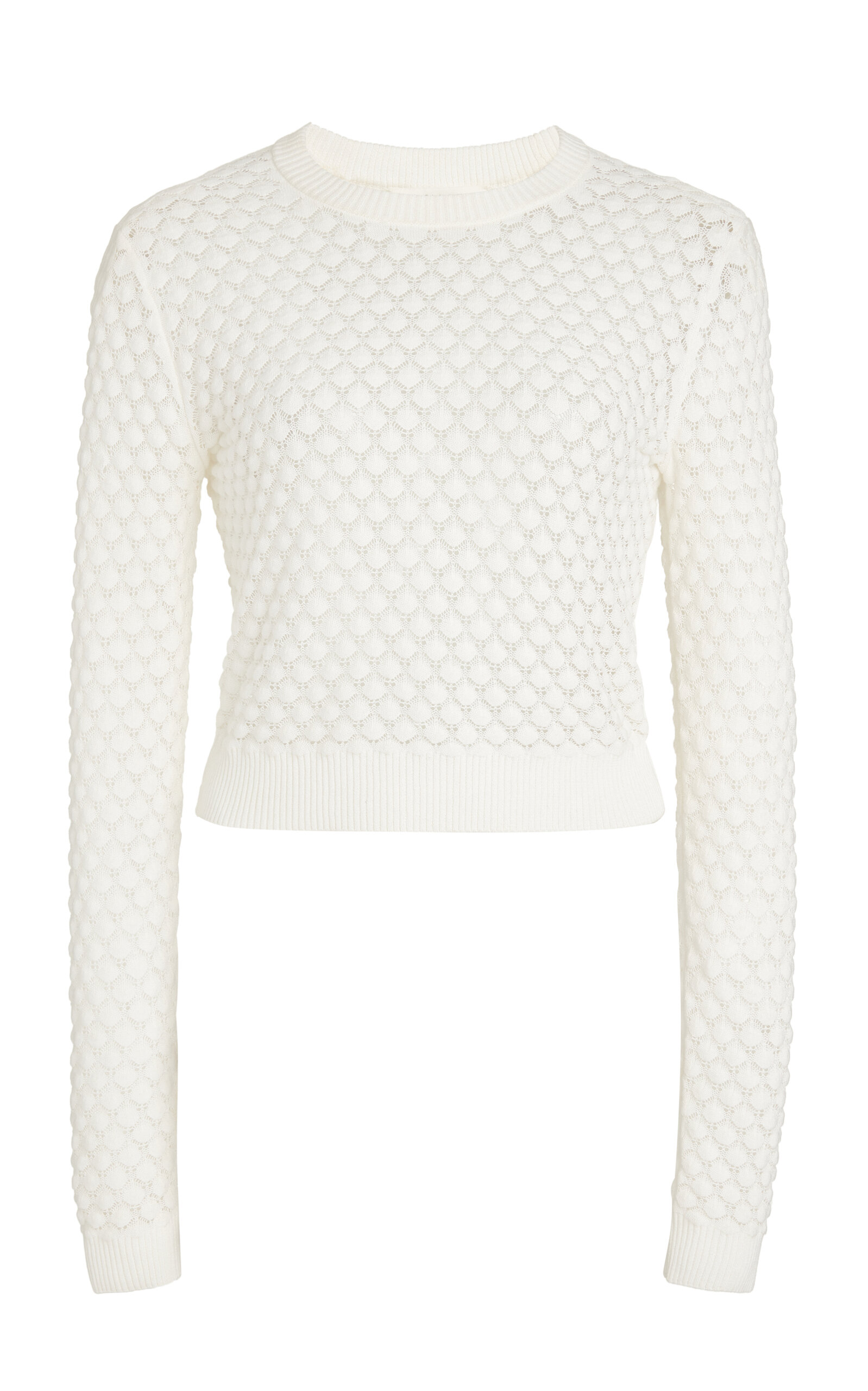 Shop Chloé Pointelle-knit Cotton Sweater In Ivory