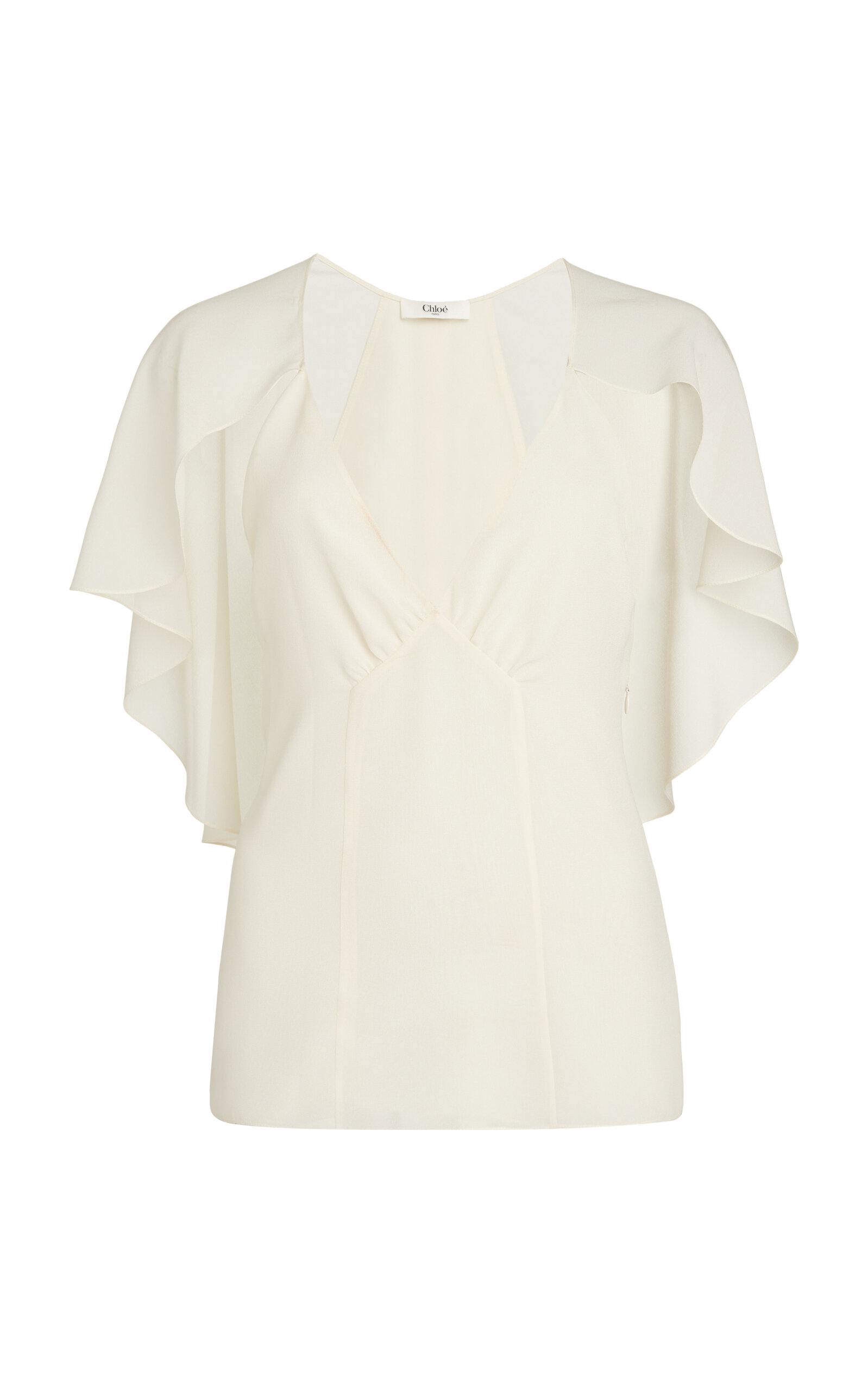 Shop Chloé Silk-georgette Cape Top In White