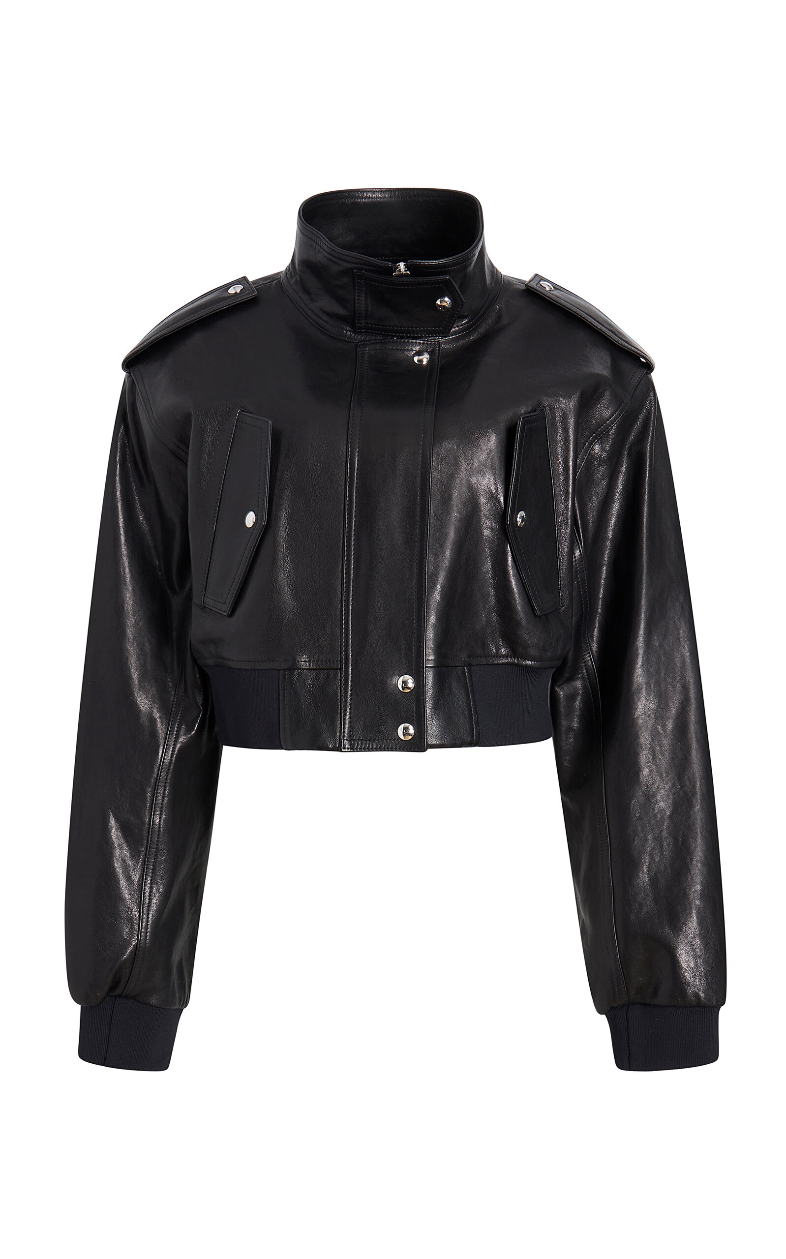 Shop Khaite Kember Leather Moto Jacket In Black