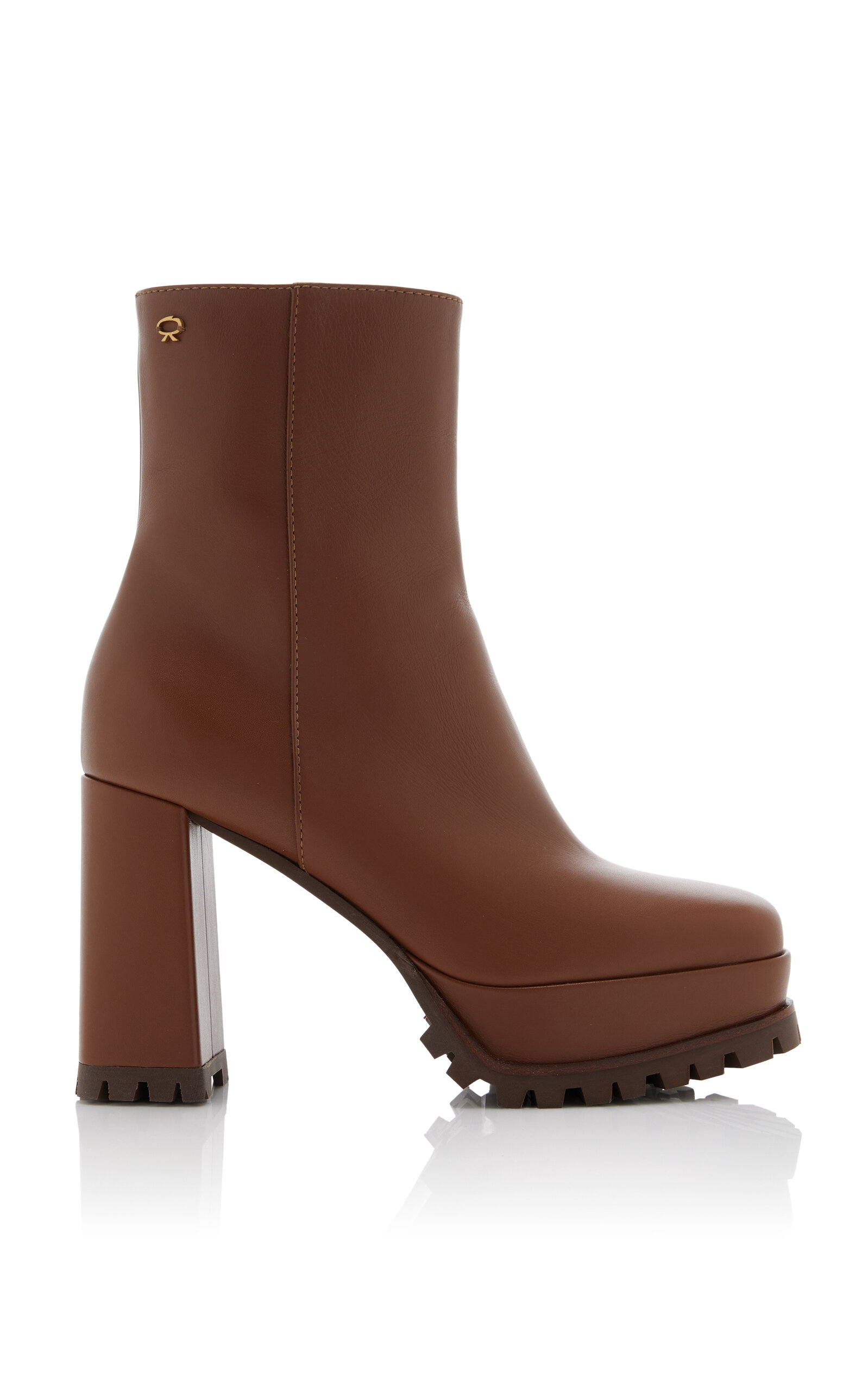 Harlem Leather Platform Ankle Boots