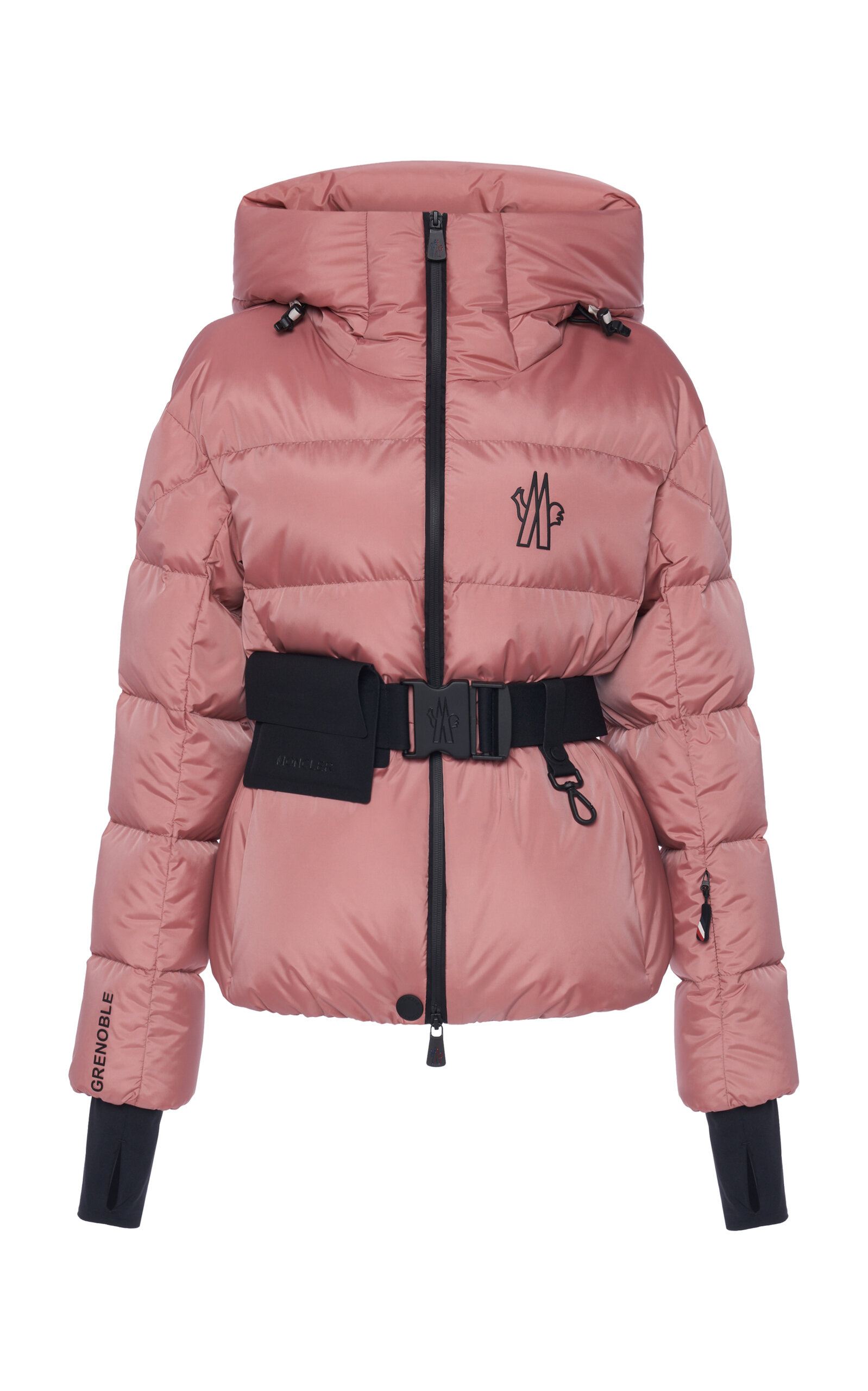 Shop Moncler Bouquetin Belted Nylon Down Jacket In Pink