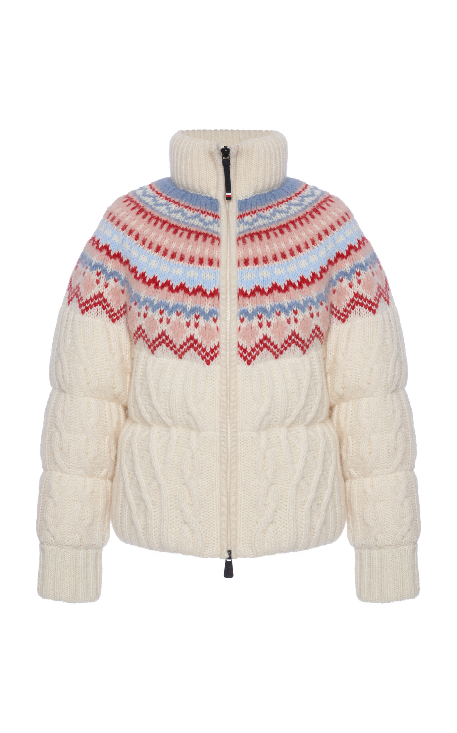 Shop Moncler Knit Wool-mohair Down Jacket In White