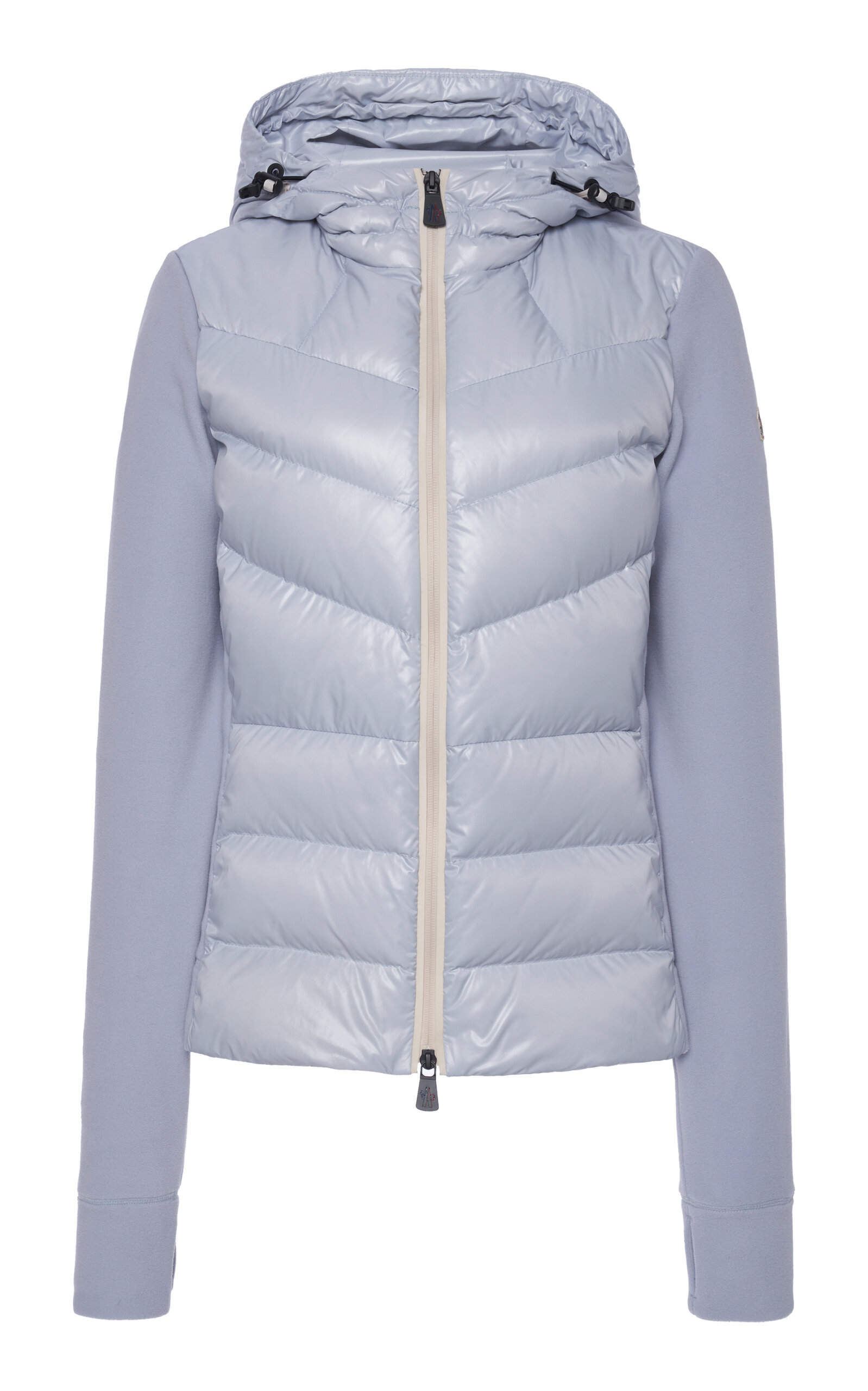 Moncler Down-paneled Fleece Cardigan In Blue