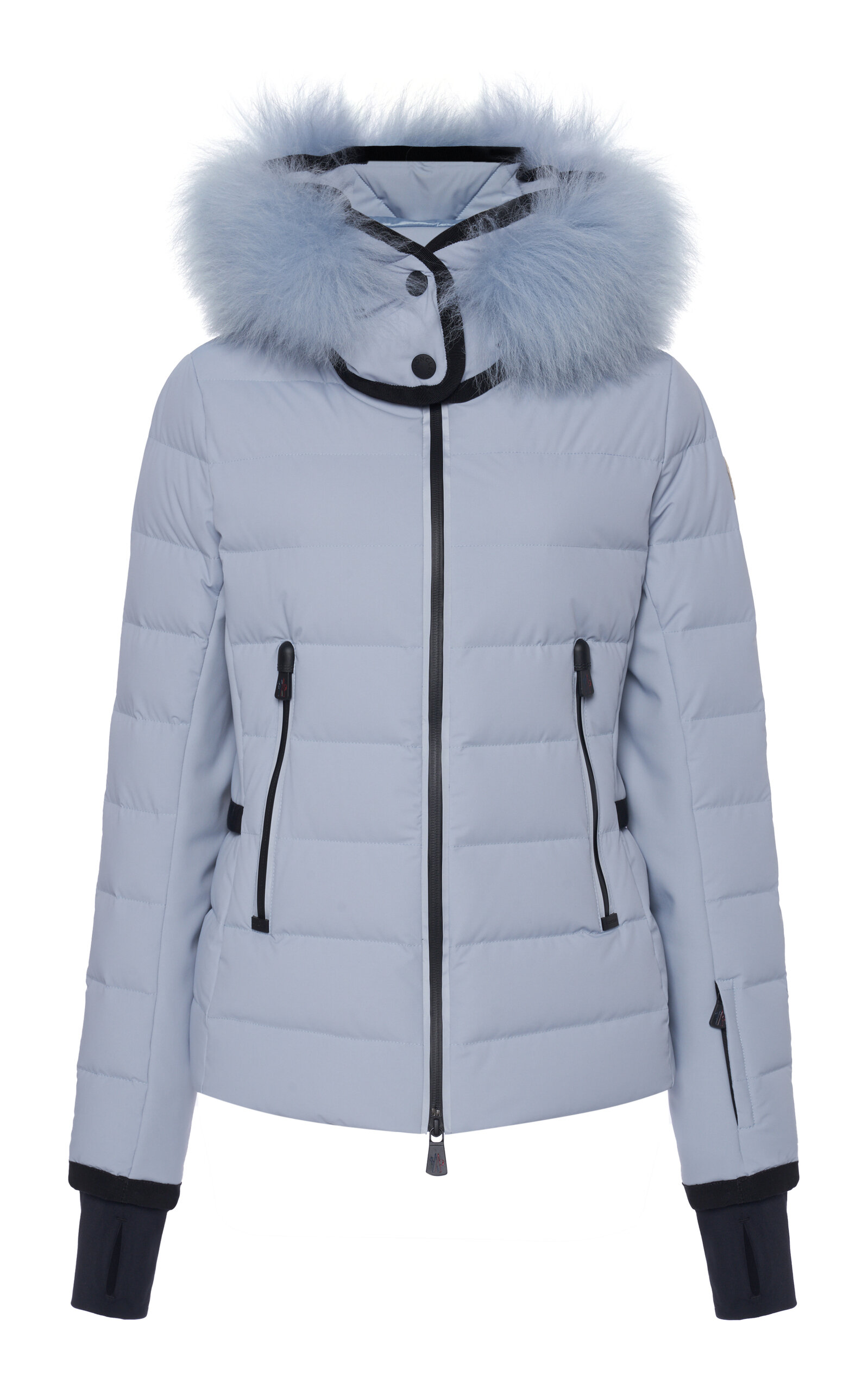 Moncler Lamoura Faux Fur-trimmed Down Jacket In Blue