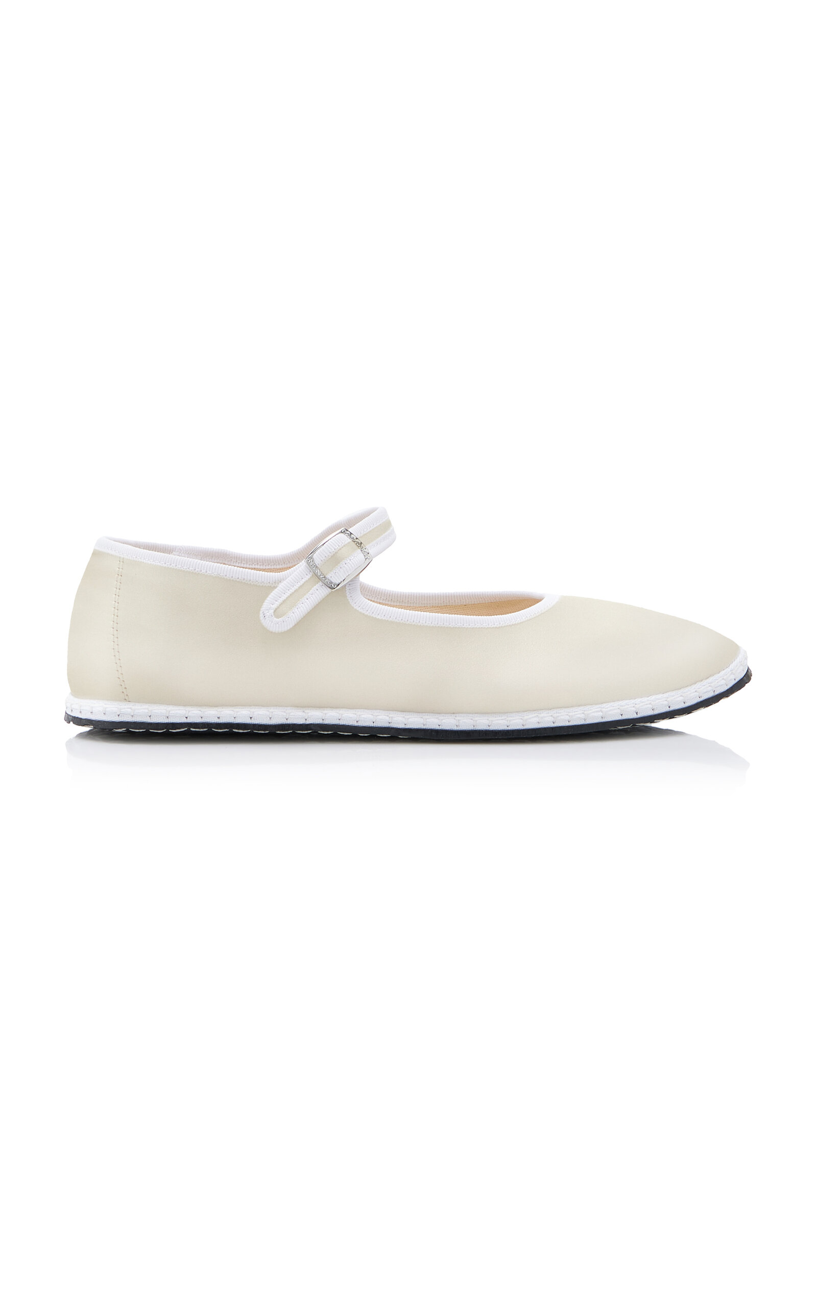 Shop Vibi Venezia Silk-satin Mary Jane Flats In White