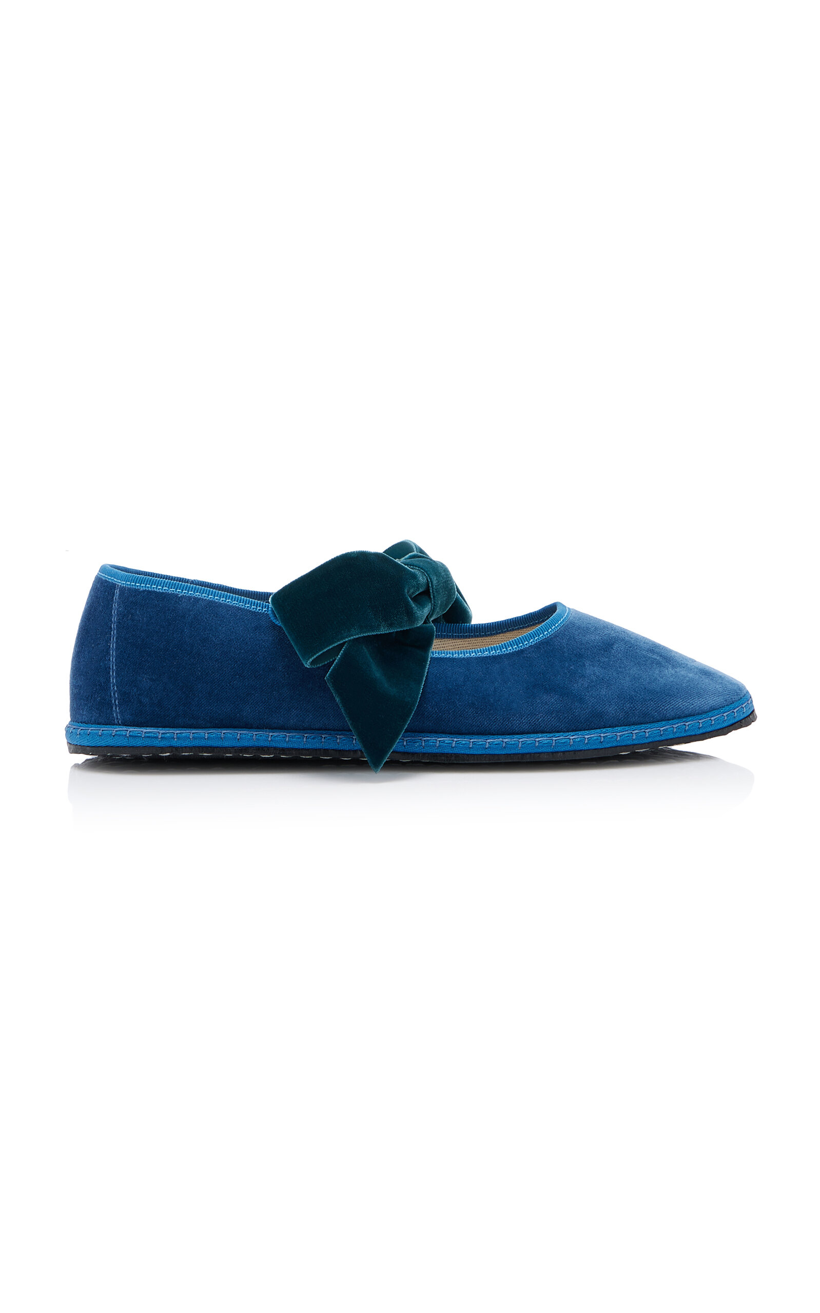 Shop Vibi Venezia Bow Convertible Velvet Mary Jane Flats In Blue