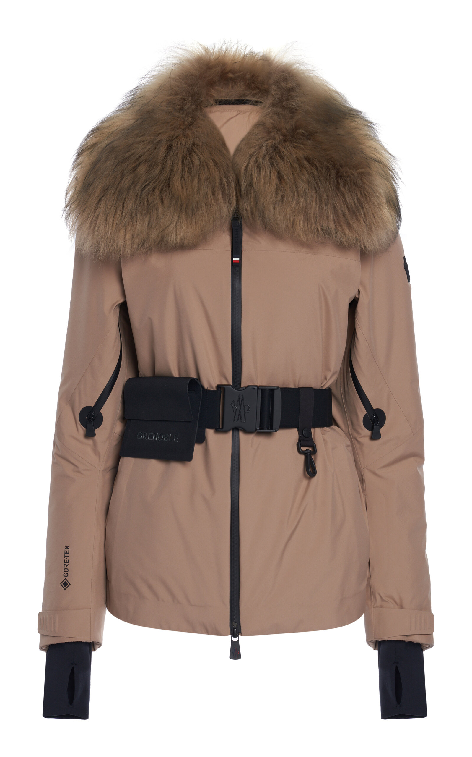 Moncler Vizelle Fur-trimmed Gore-tex Ski Jacket In Brown