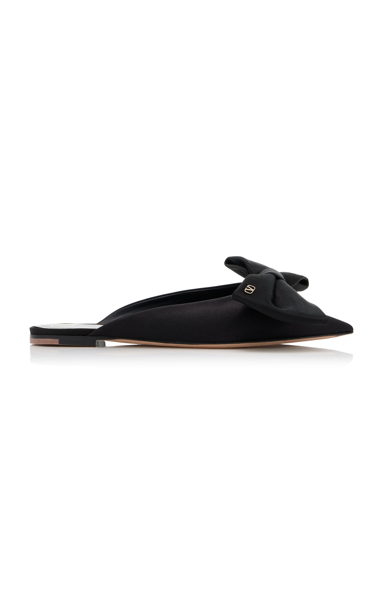 Shop Valentino Unchateau Satin Bow Flats In Black