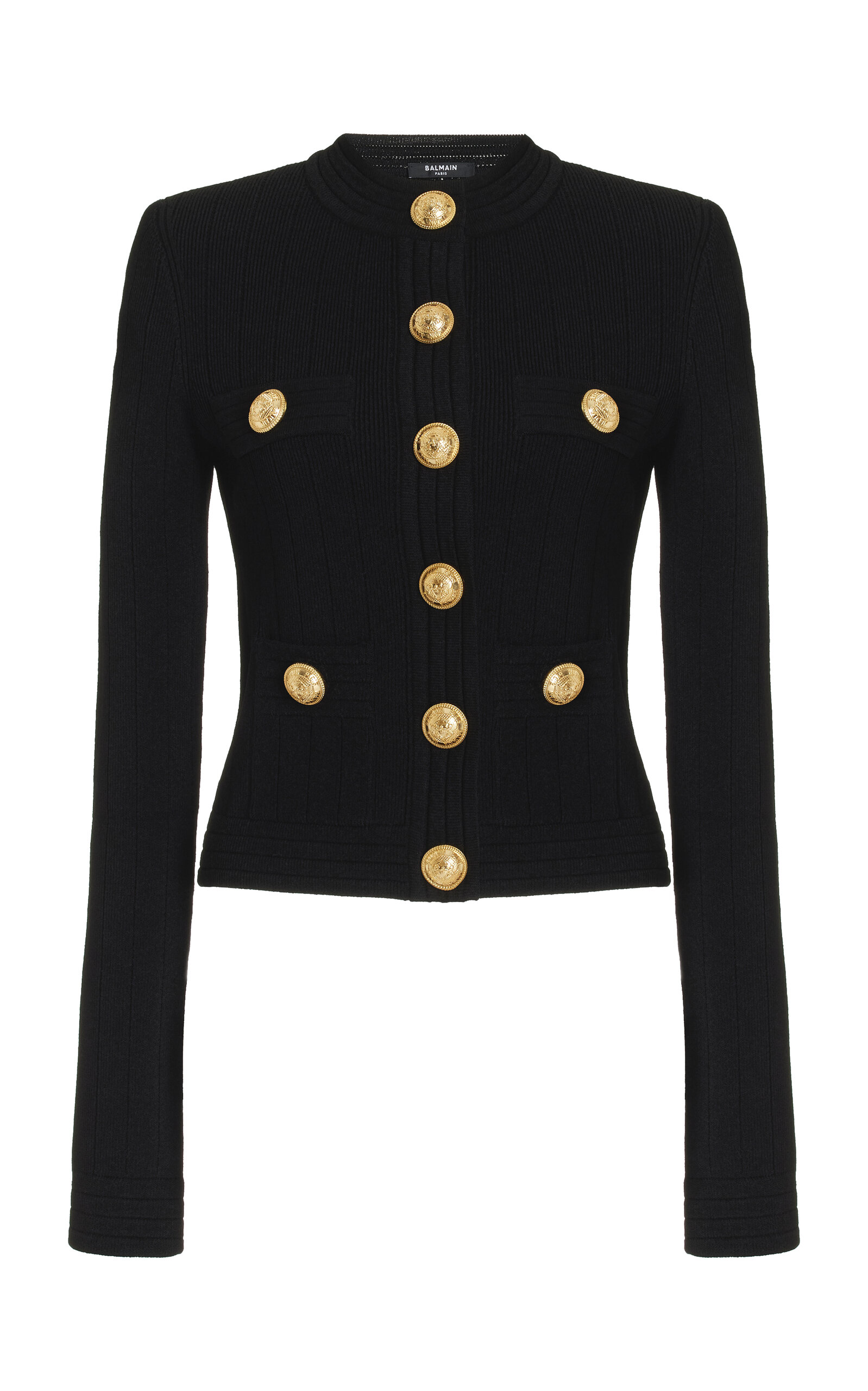 Shop Balmain Tailored Knit Cardigan In Black