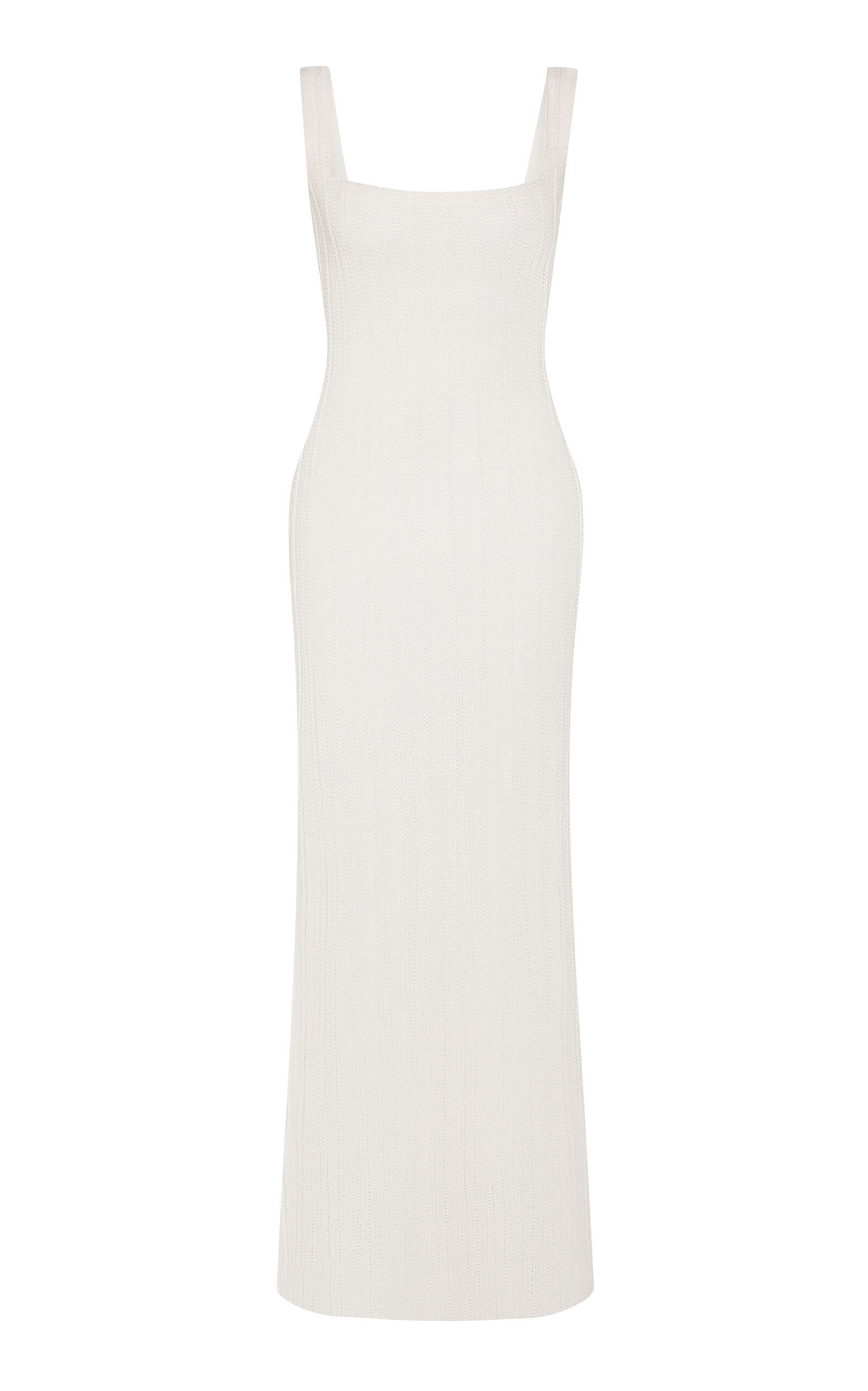 Paris Georgia Rope Seamed Cotton Knit Maxi Dress In White