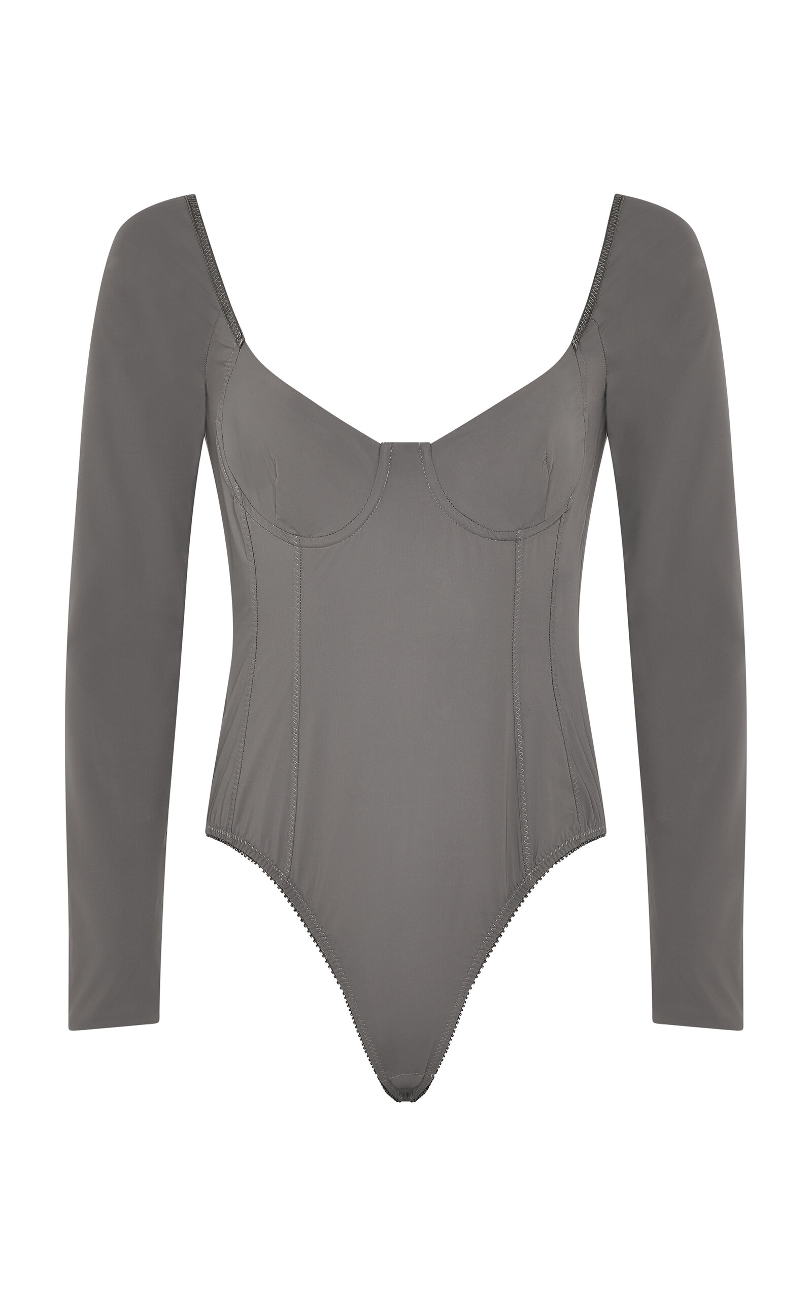 Paris Georgia Underwire Stretch-nylon Bodysuit In Dark Grey