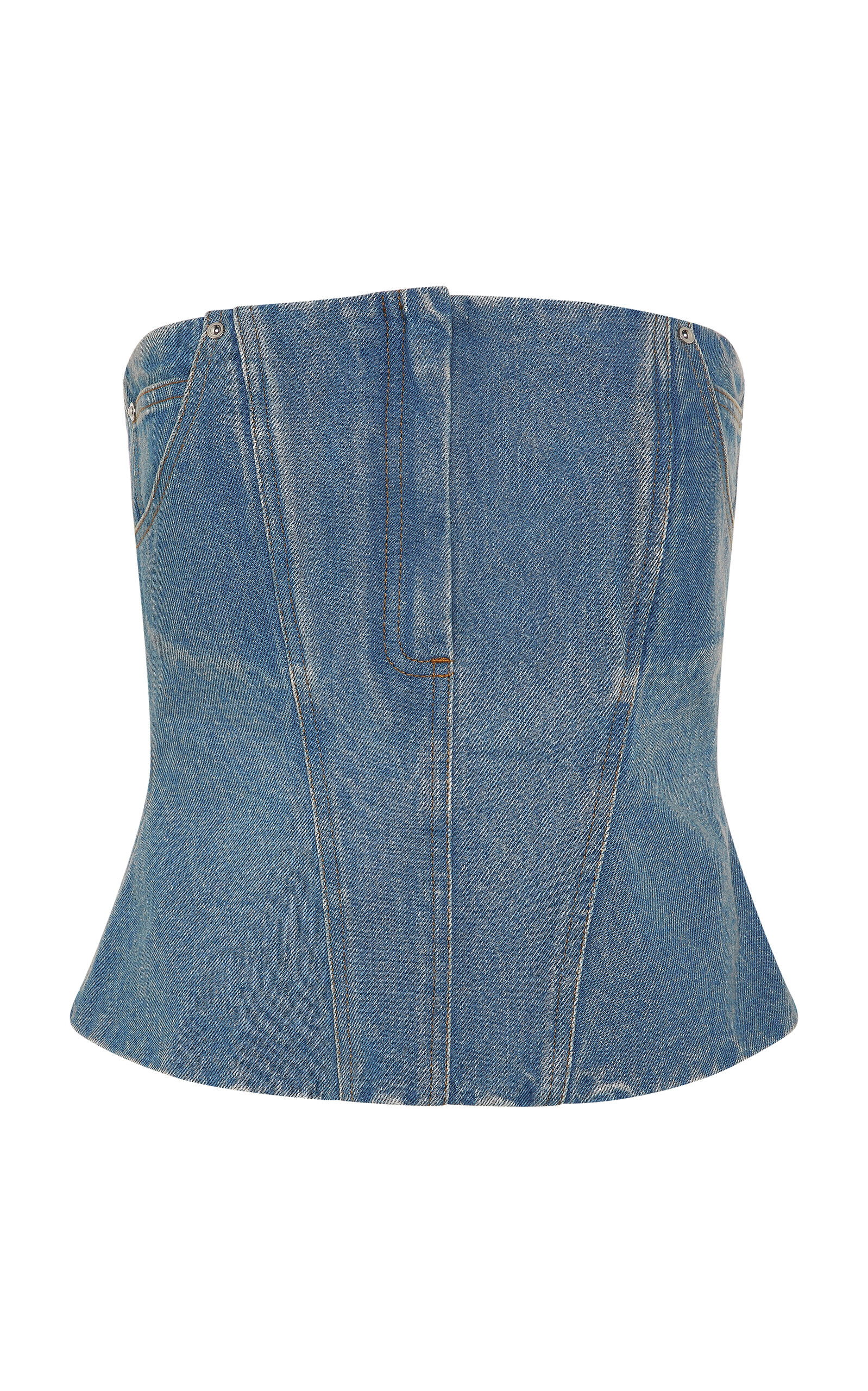 Paris Georgia Jo Strapless Denim Bodice Top In Blue