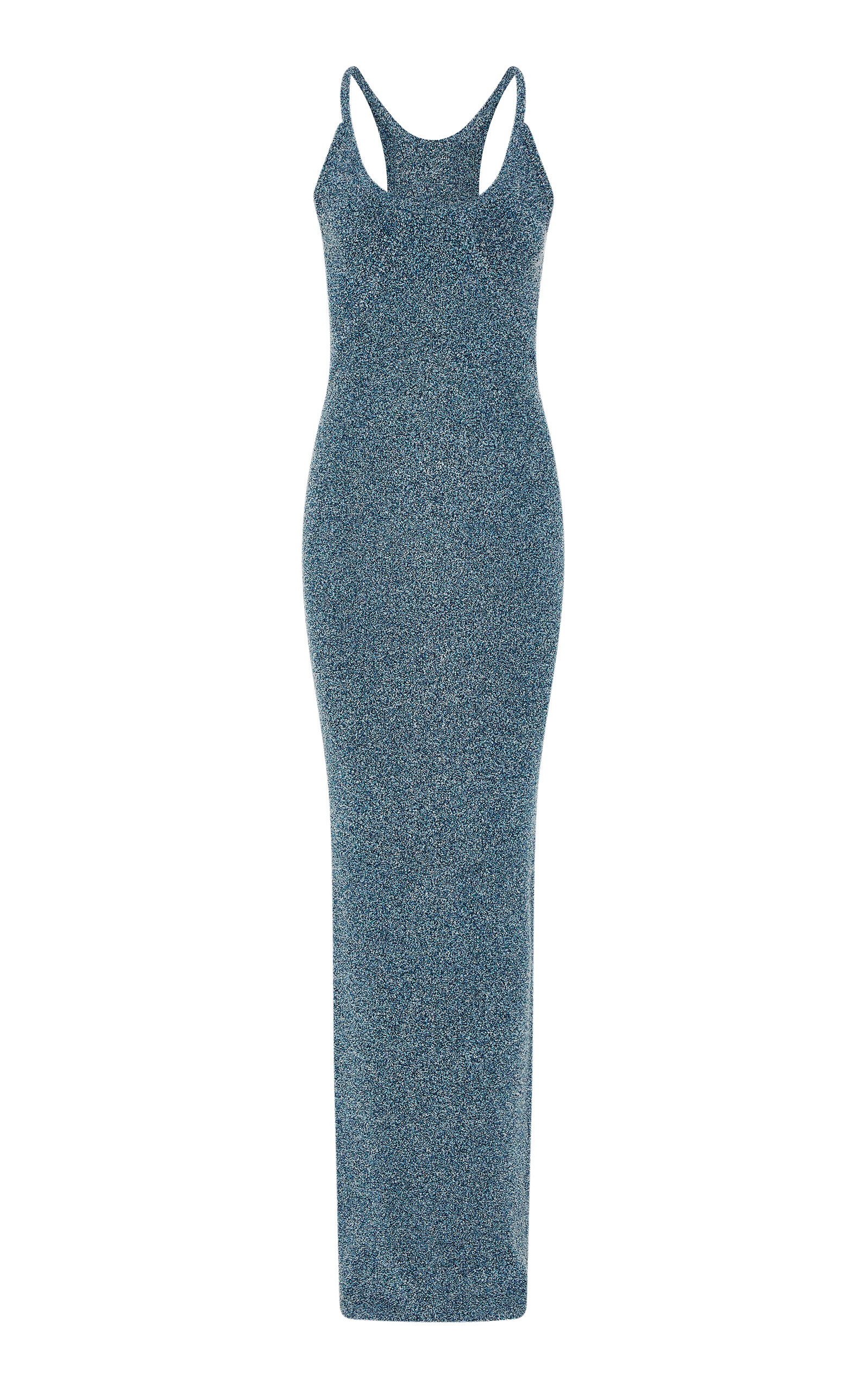 Paris Georgia Knubby Textured Cotton-wool Blend Knit Dress In Blue