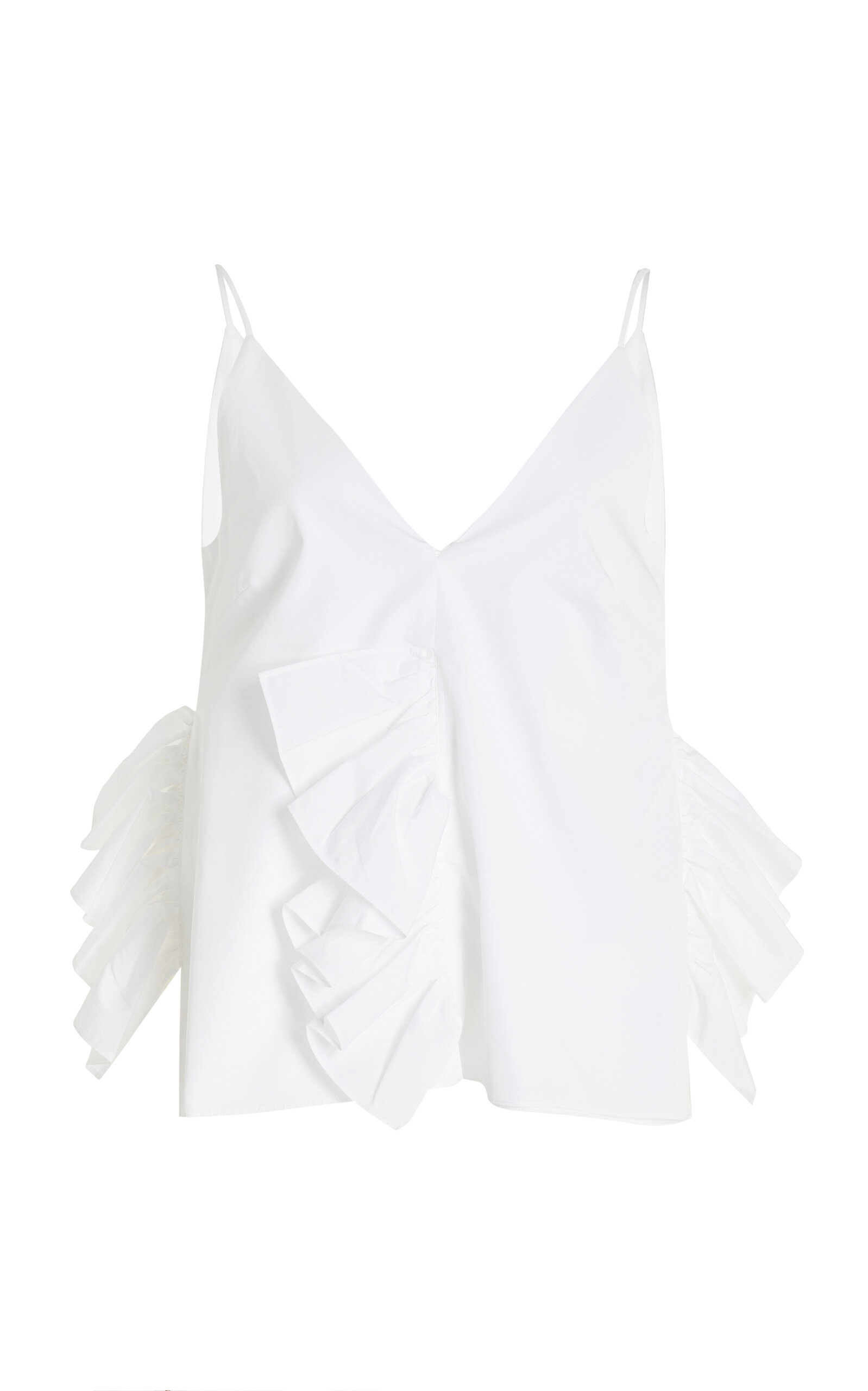 Shop Bite Studios Ruffled Slit Cotton Top In White