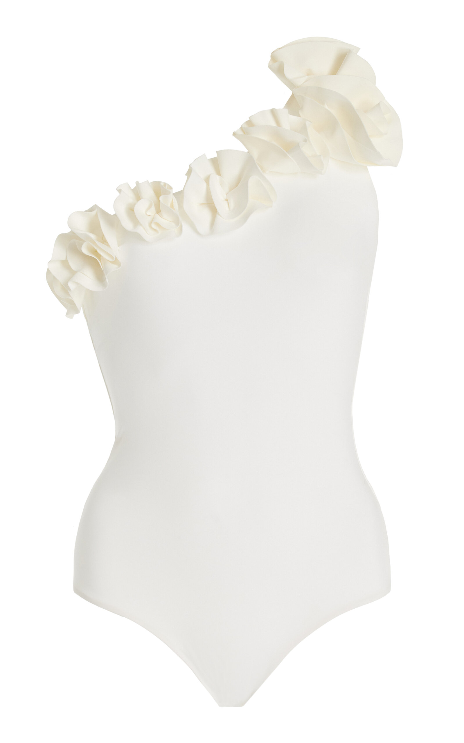 Shop Maygel Coronel Arrebol Rosette-detailed Asymmetric One-piece Swimsuit In White