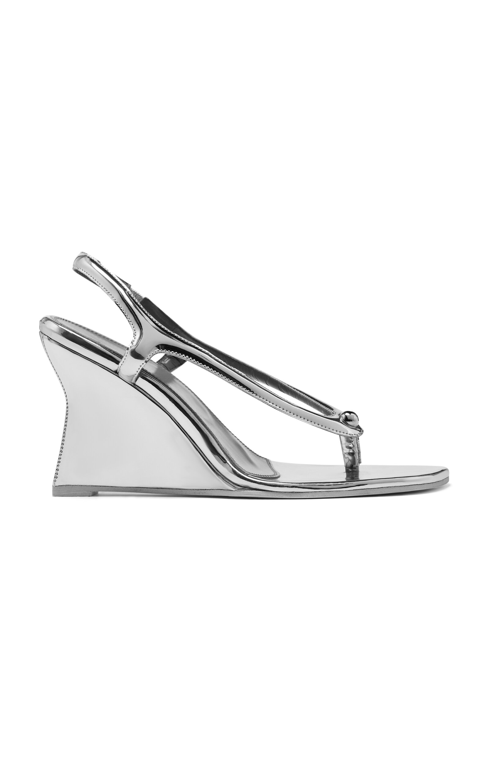 Paris Georgia Valentina Leather Wedge Sandals In Silver