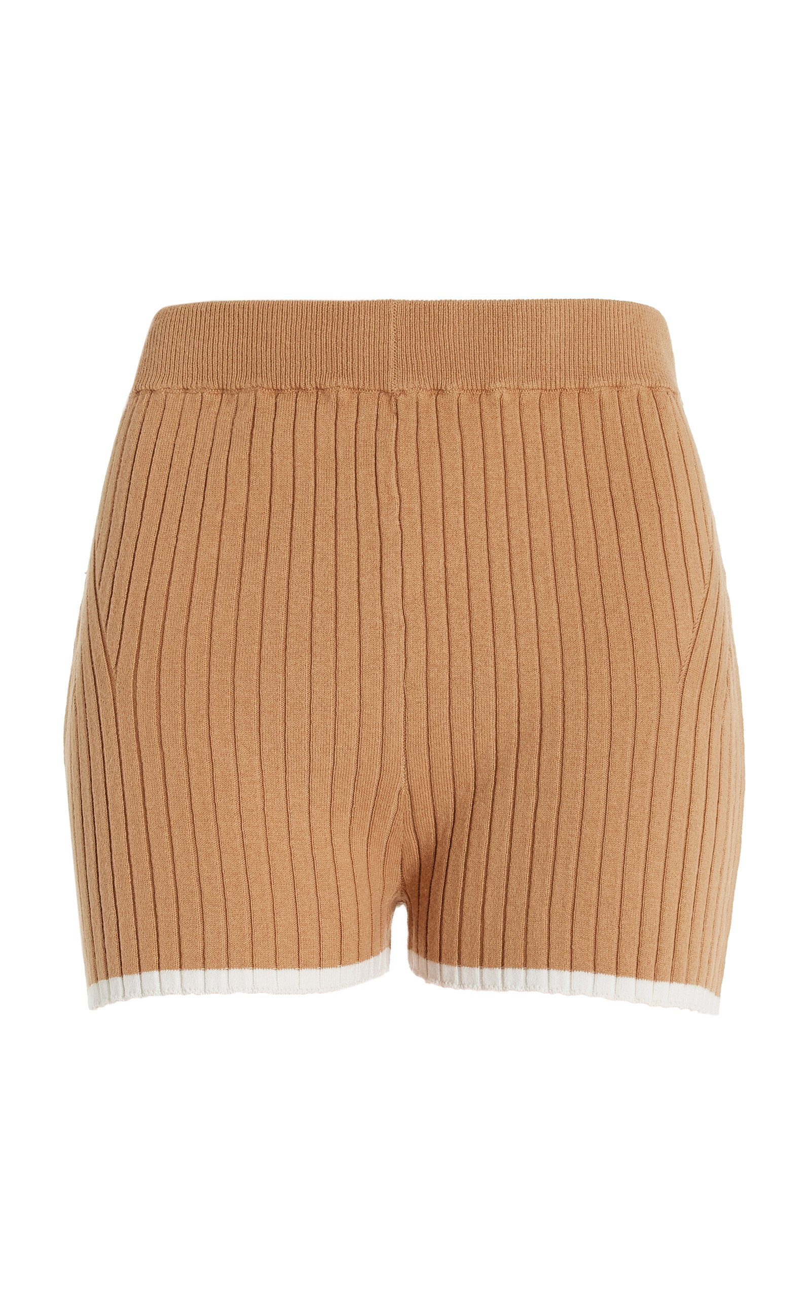 Ribbed-Knit Cotton-Blend Mini Shorts