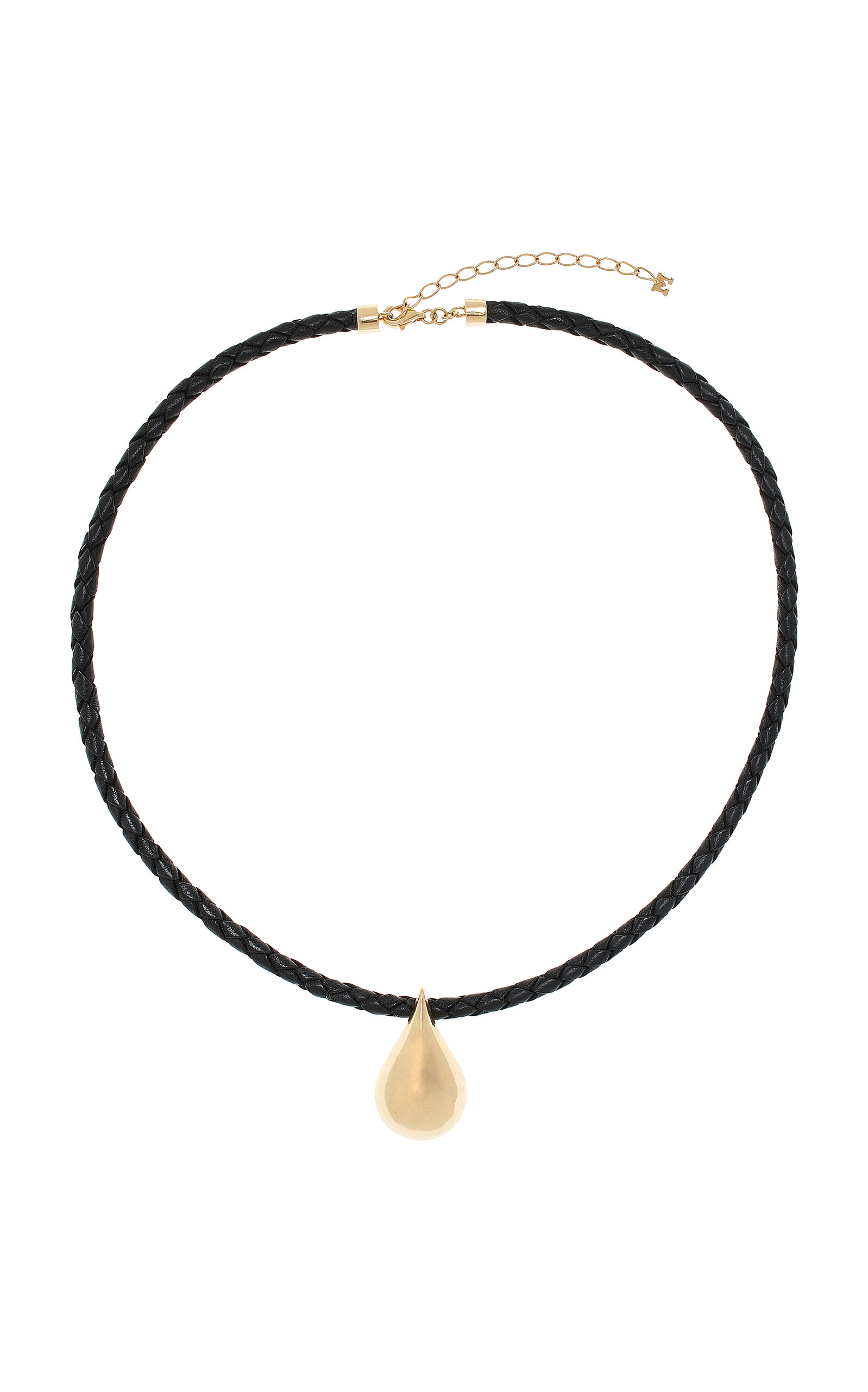 Shop Mateo Water Droplet 14k Yellow Gold Leather Necklace