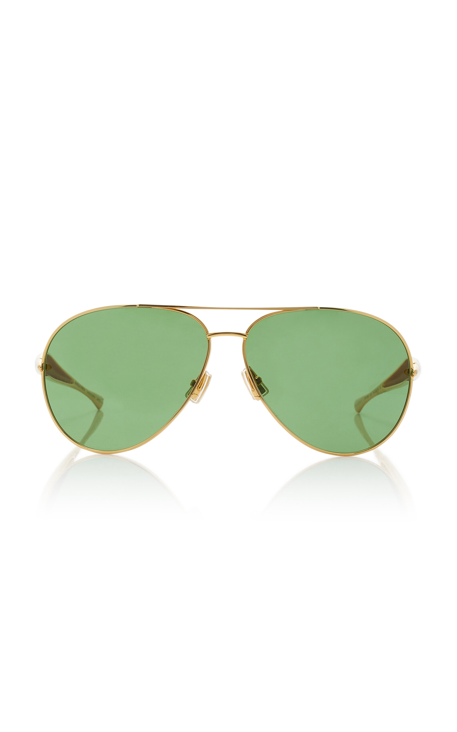 Shop Bottega Veneta Aviator-frame Metal Sunglasses In Green