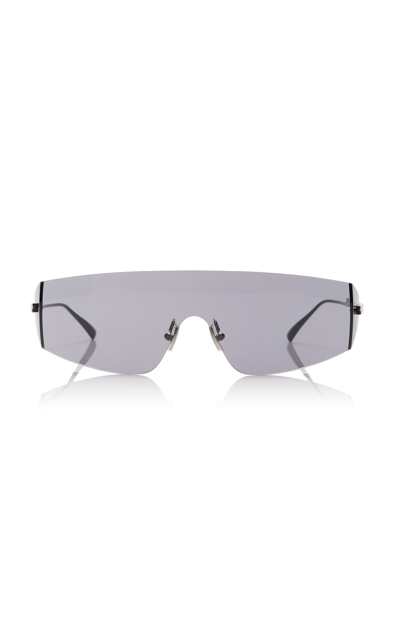 Shop Bottega Veneta Mask-frame Metal Sunglasses In Black