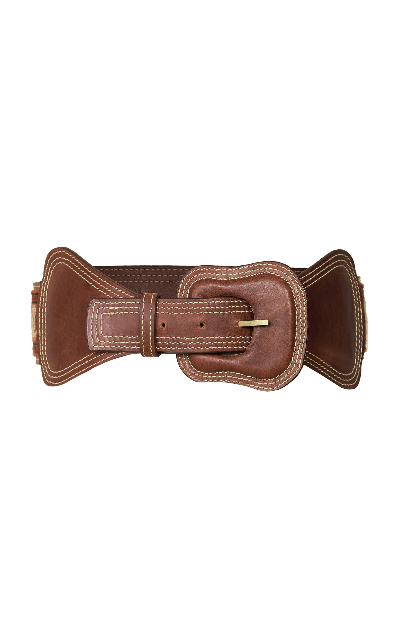 Johanna Ortiz Appalachian Leather And Embroidered Cotton Belt In Brown