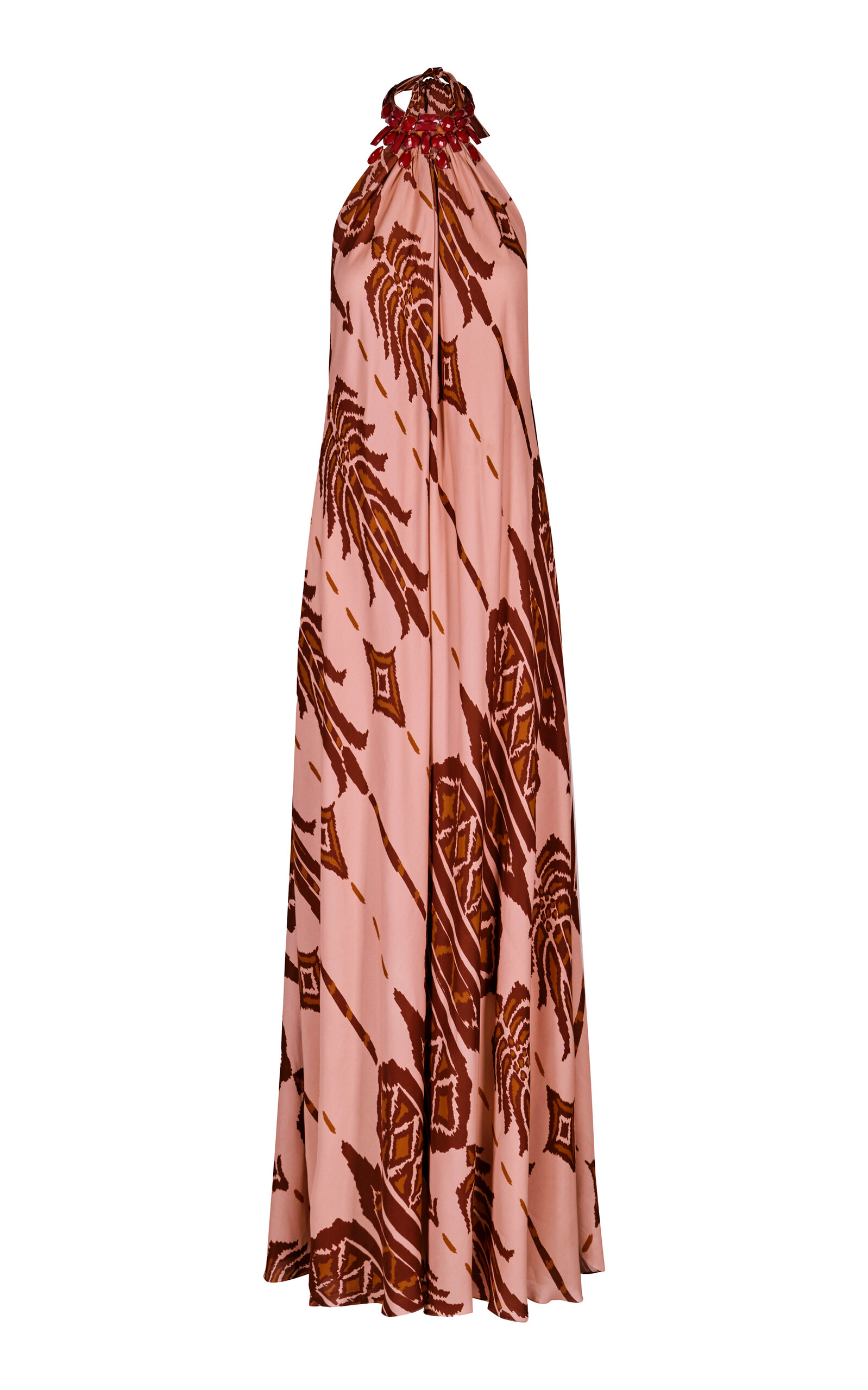 Shop Johanna Ortiz Mohican Song Embellished Silk Maxi Dress In Burgundy