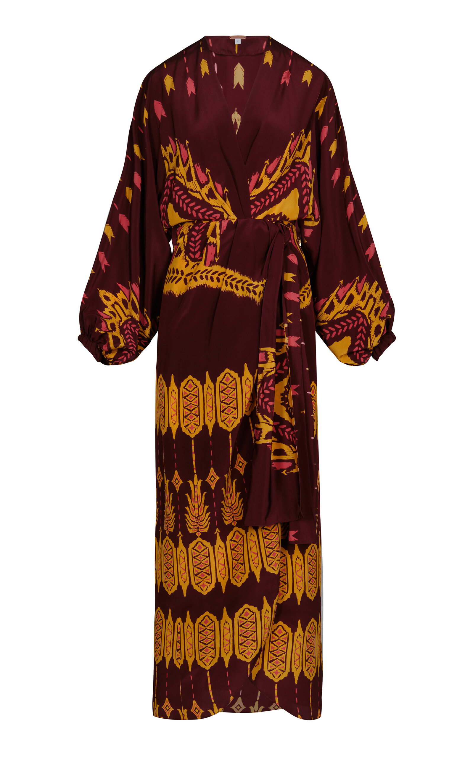 Johanna Ortiz Sin Fin Printed Silk Maxi Dress In Burgundy