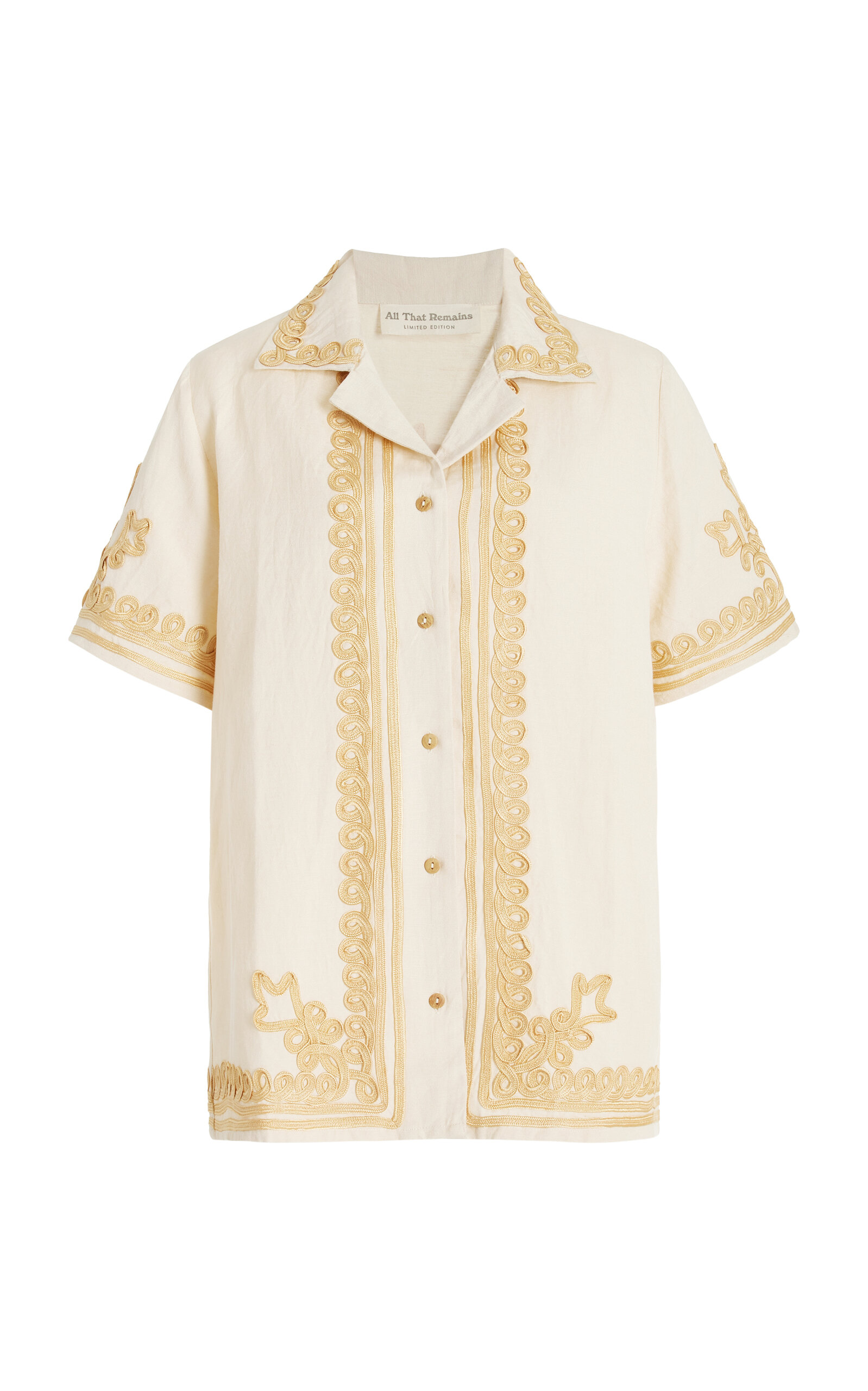 Shop All That Remains Exclusive Diego Embroidered Linen Shirt In Ivory