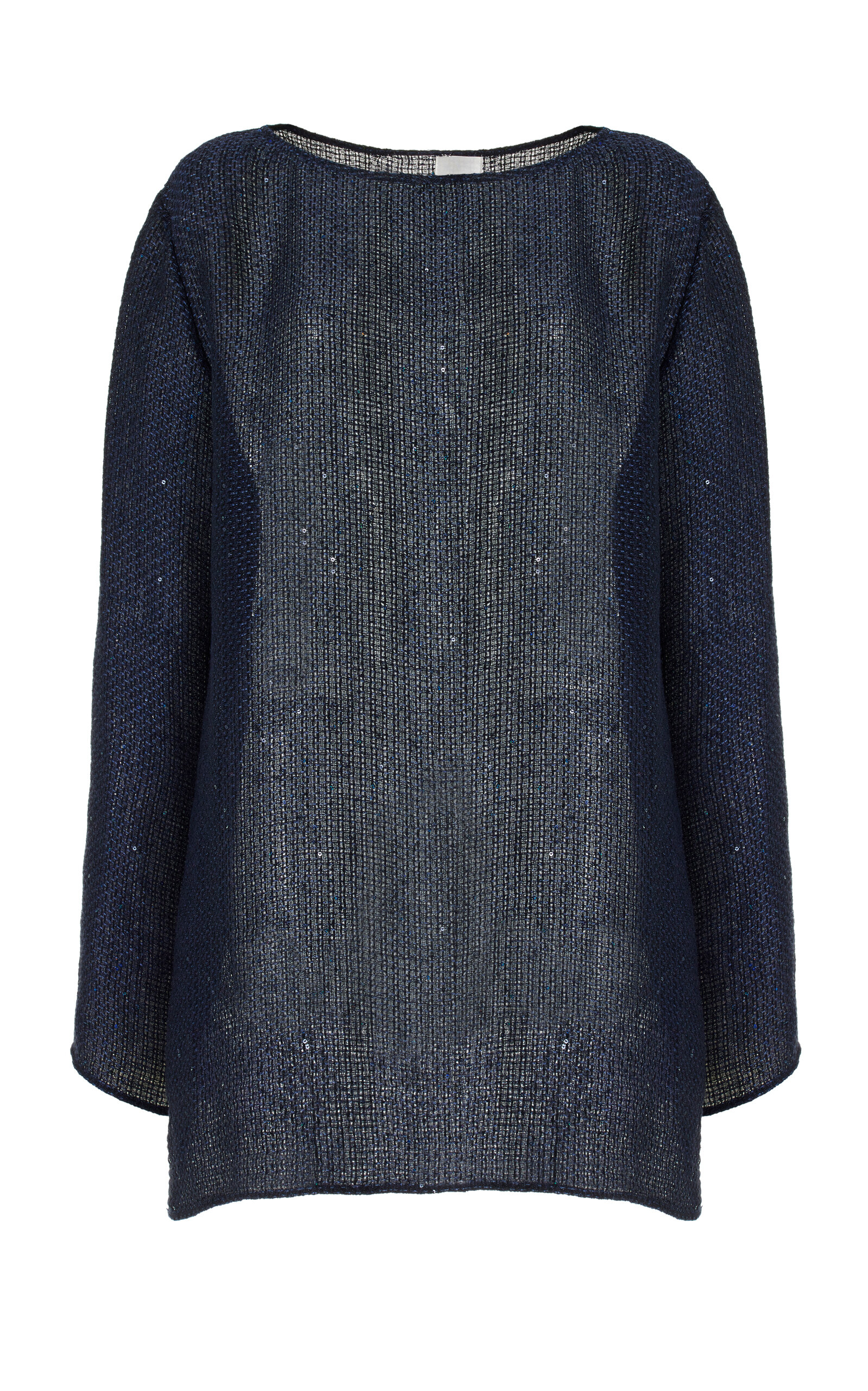 Shop Leset Stella Sequined Linen-blend Mini Tunic Dress In Navy