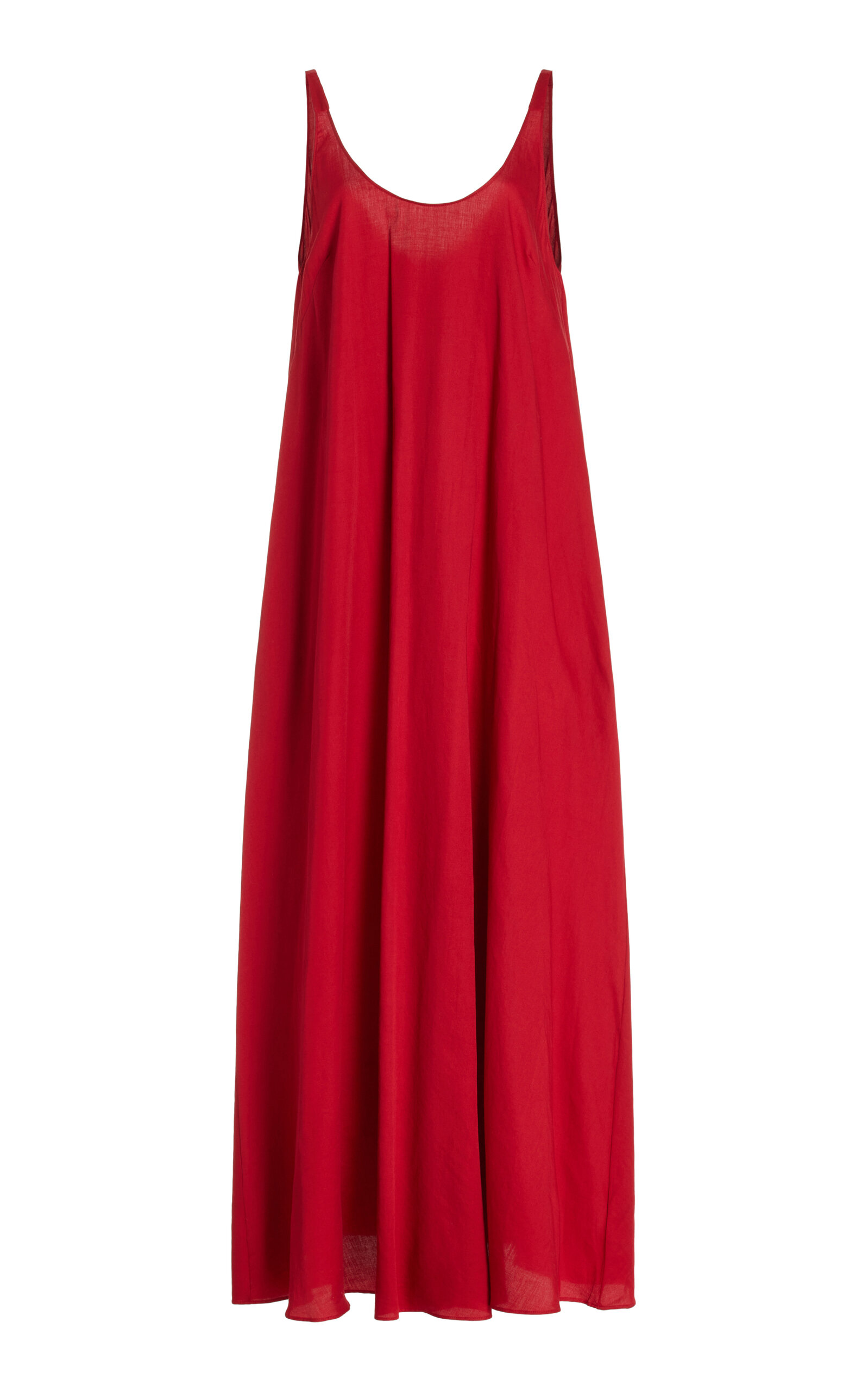 Shop Leset Exclusive Yoko Sleeveless Cotton Maxi Dress In Red
