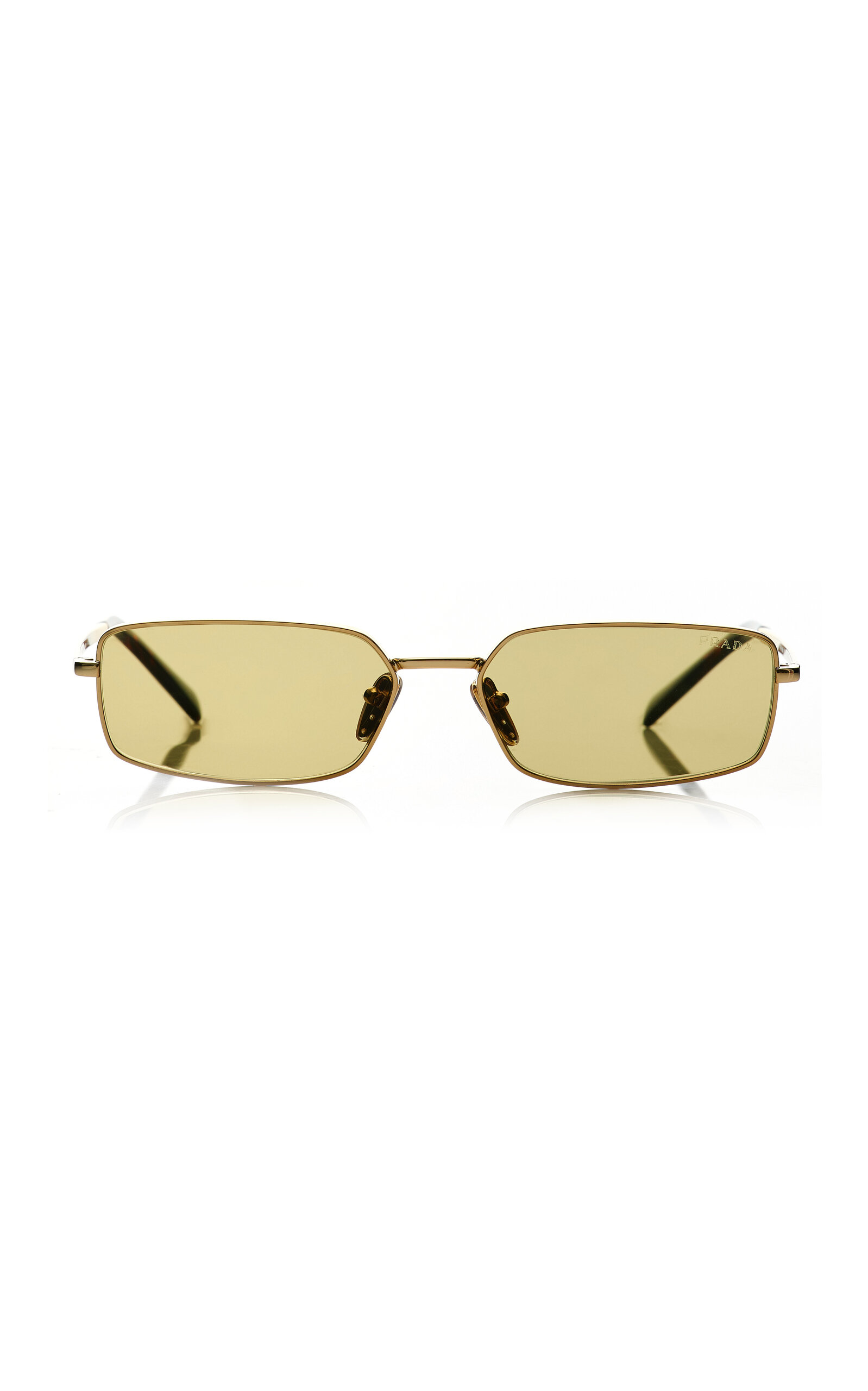 Shop Prada Square-frame Metal Sunglasses In Green