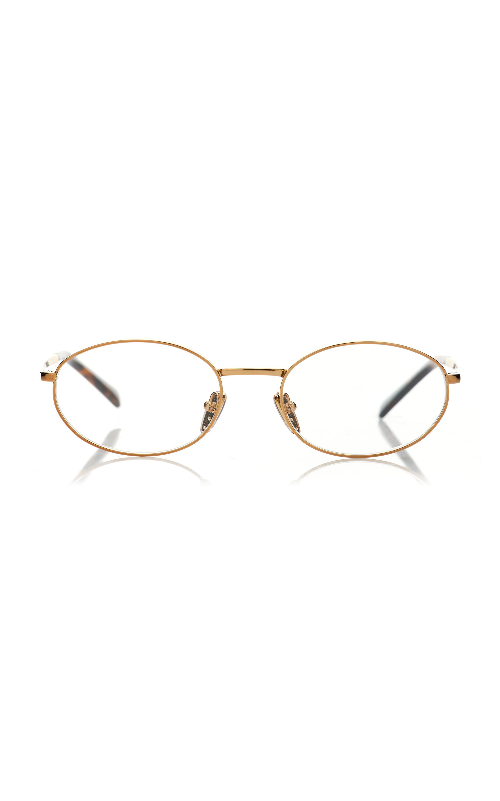 Shop Prada Round-frame Metal Glasses In Animal