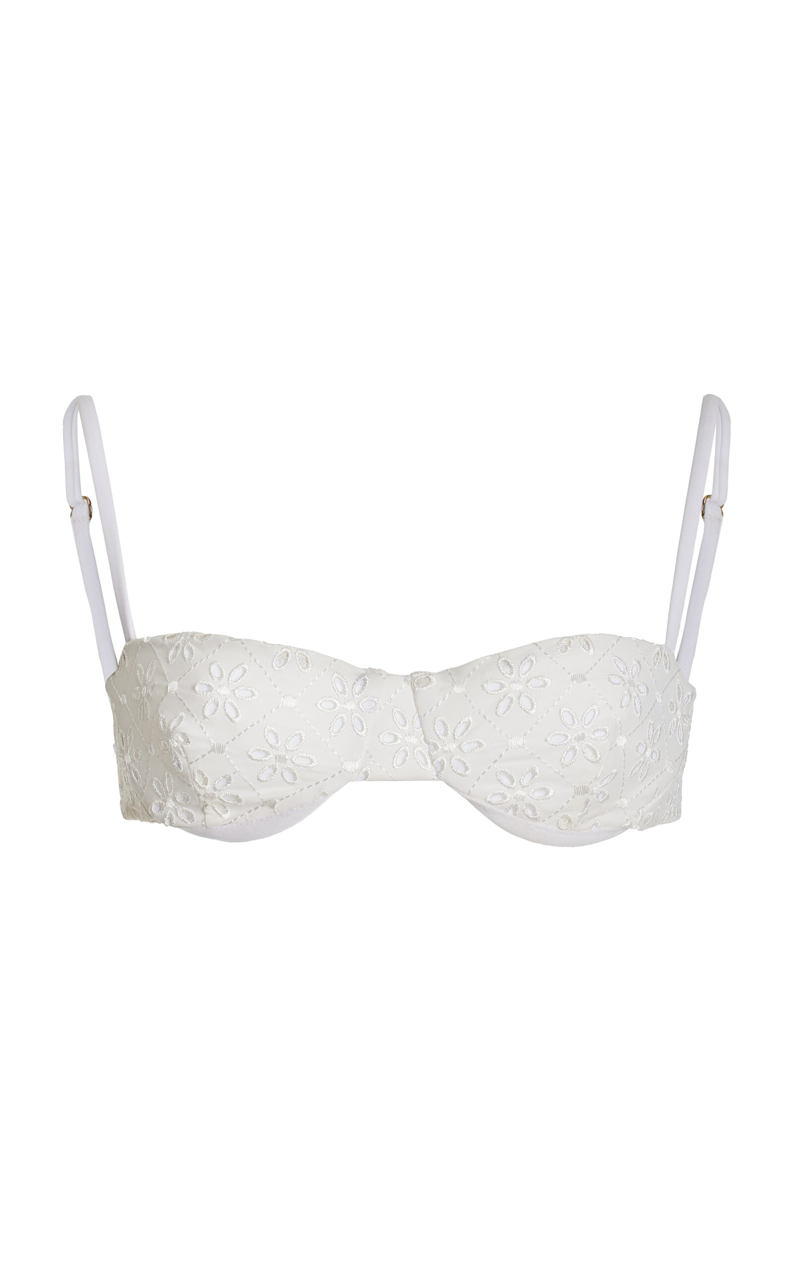 Shop Juillet Swimwear Ingrid Broderie Anglaise Balconette Bikini Top In White
