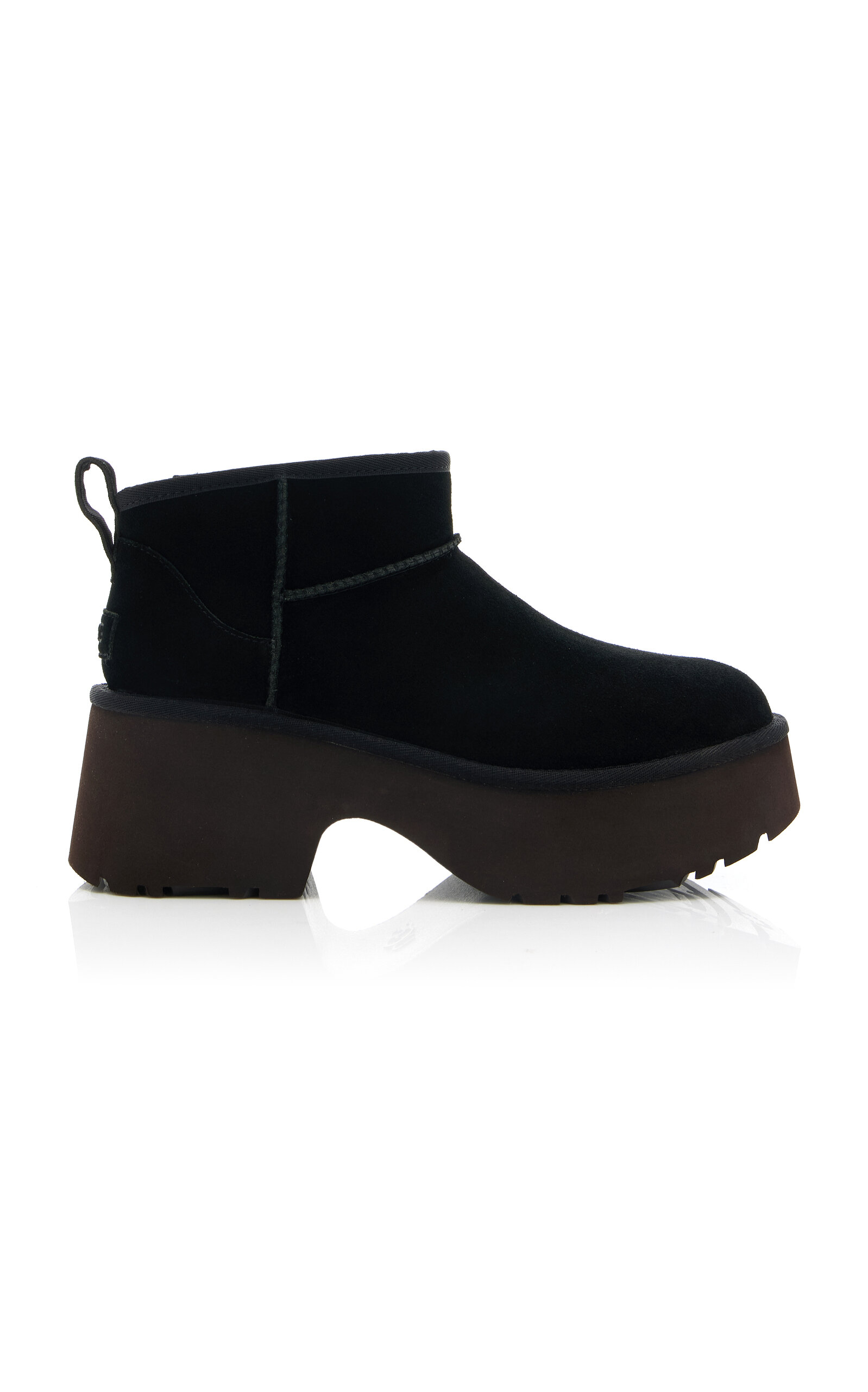 Shop Ugg New Heights Shearling Platform Classic Ultra Mini Boots In Black