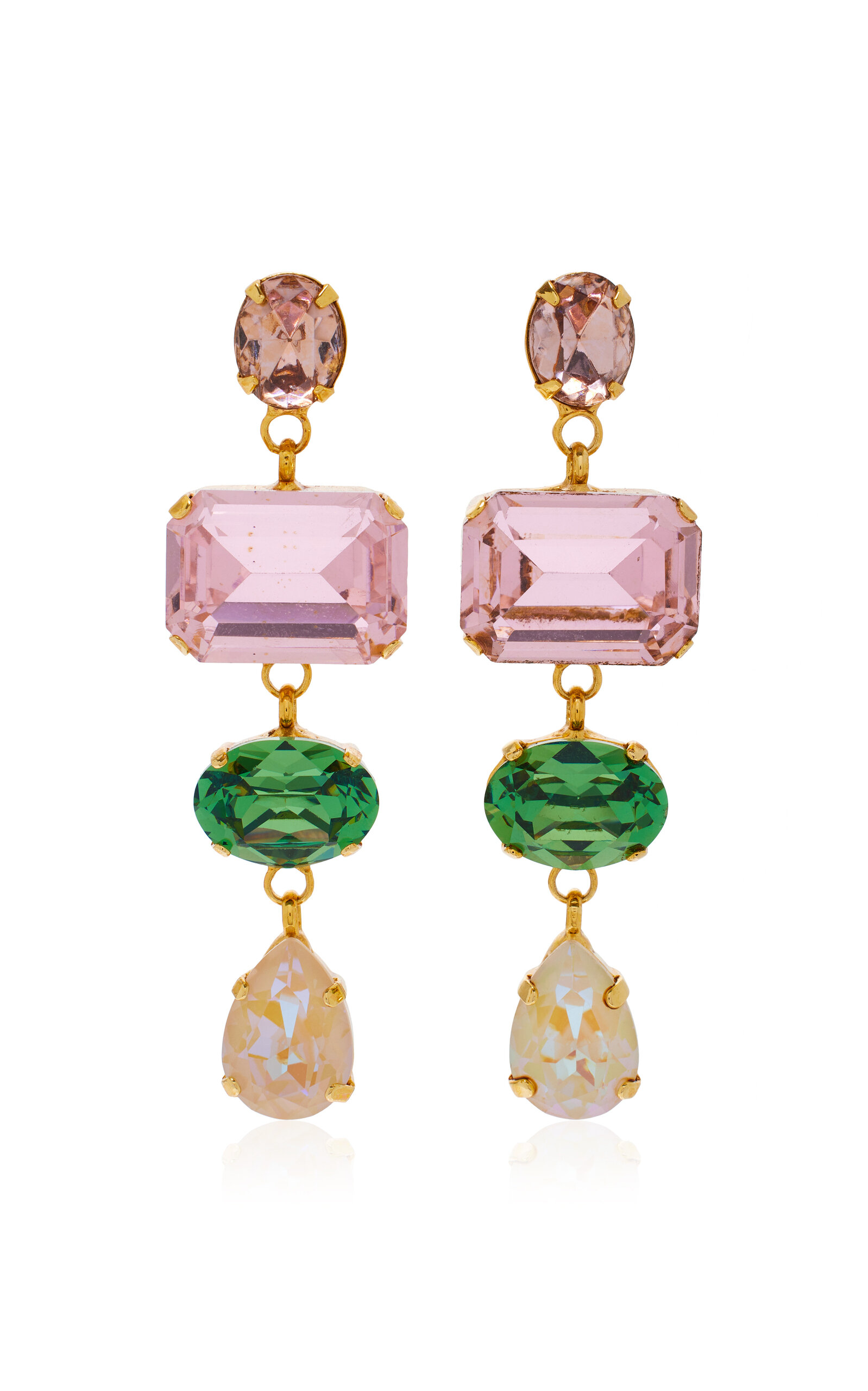 Shop Jennifer Behr Alyssa Gold-plated Crystal Earrings In Pink