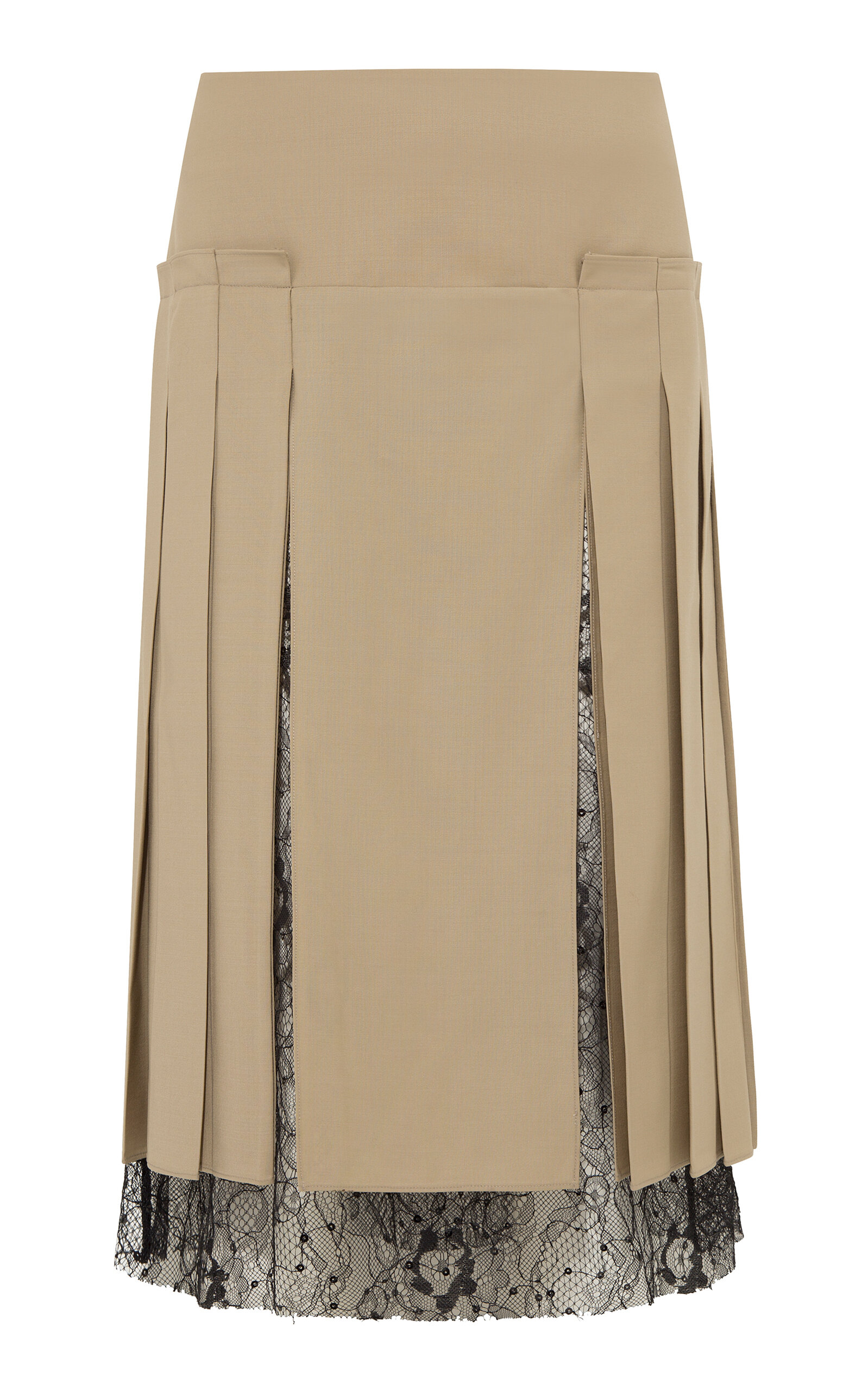 Siedres Brit Pleated Wool-blend Midi Skirt In Neutral