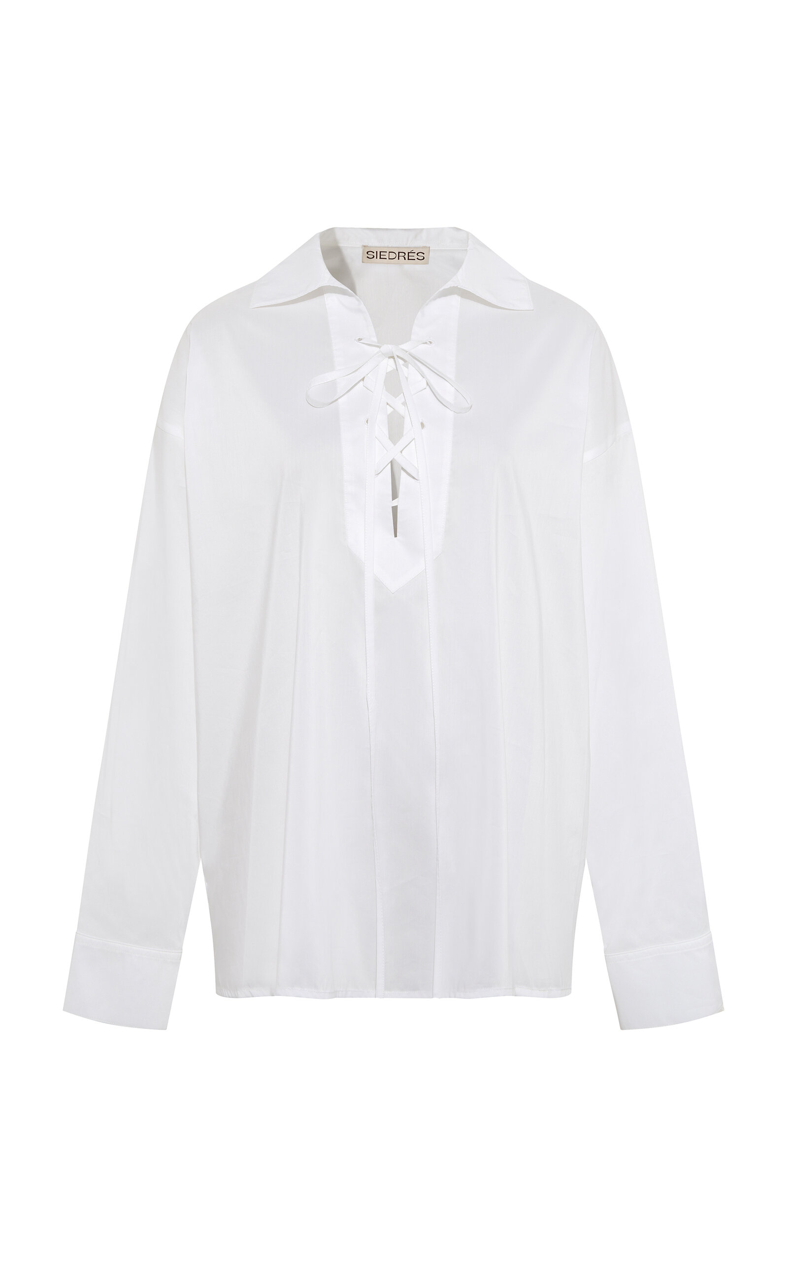 Siedres Lindy Lace-up Cotton-blend Shirt In White