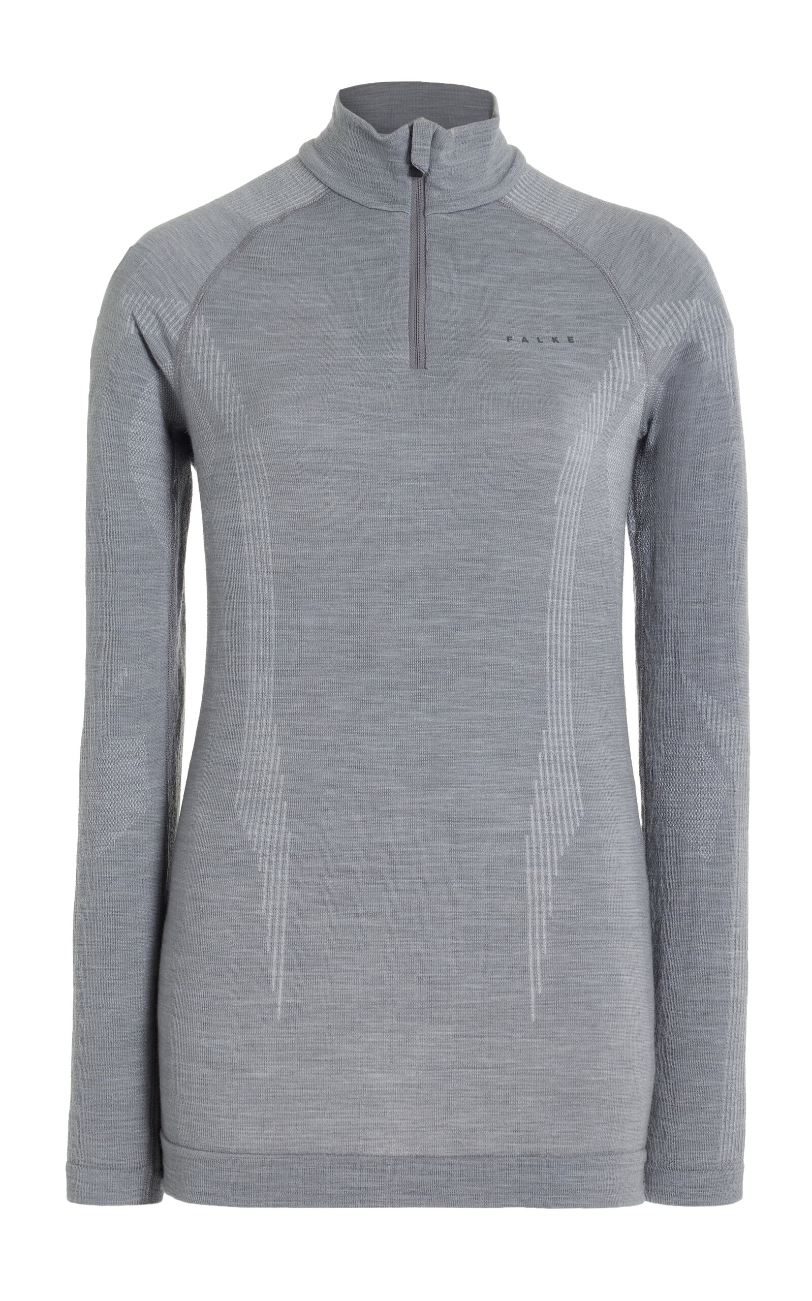 Falke Zip-front Wool-blend Base Layer Ski Top In Grey