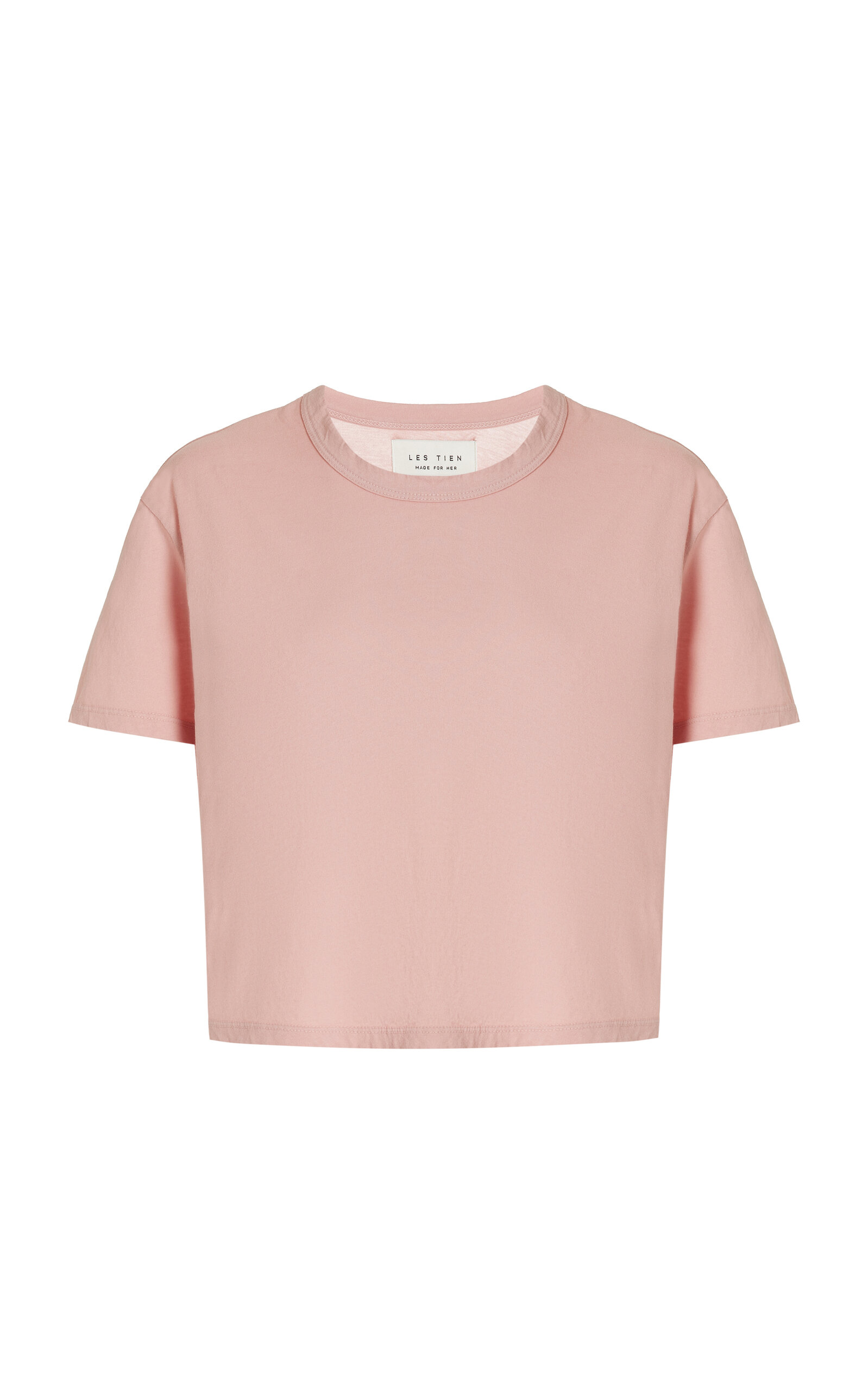 Shop Les Tien May Cropped Cotton T-shirt In Pink