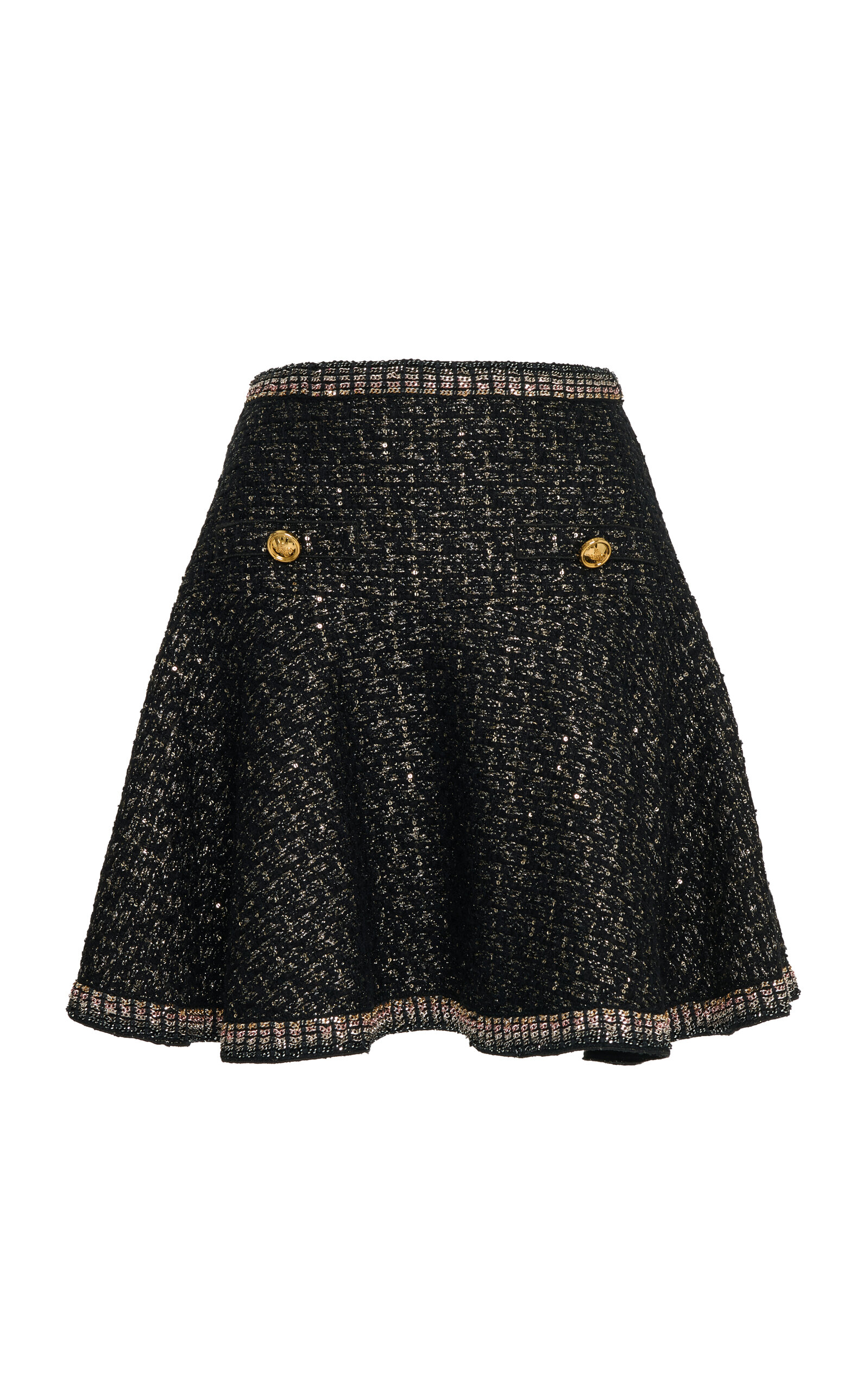 Giambattista Valli Metallic Bouclé Skater Mini Skirt In Black