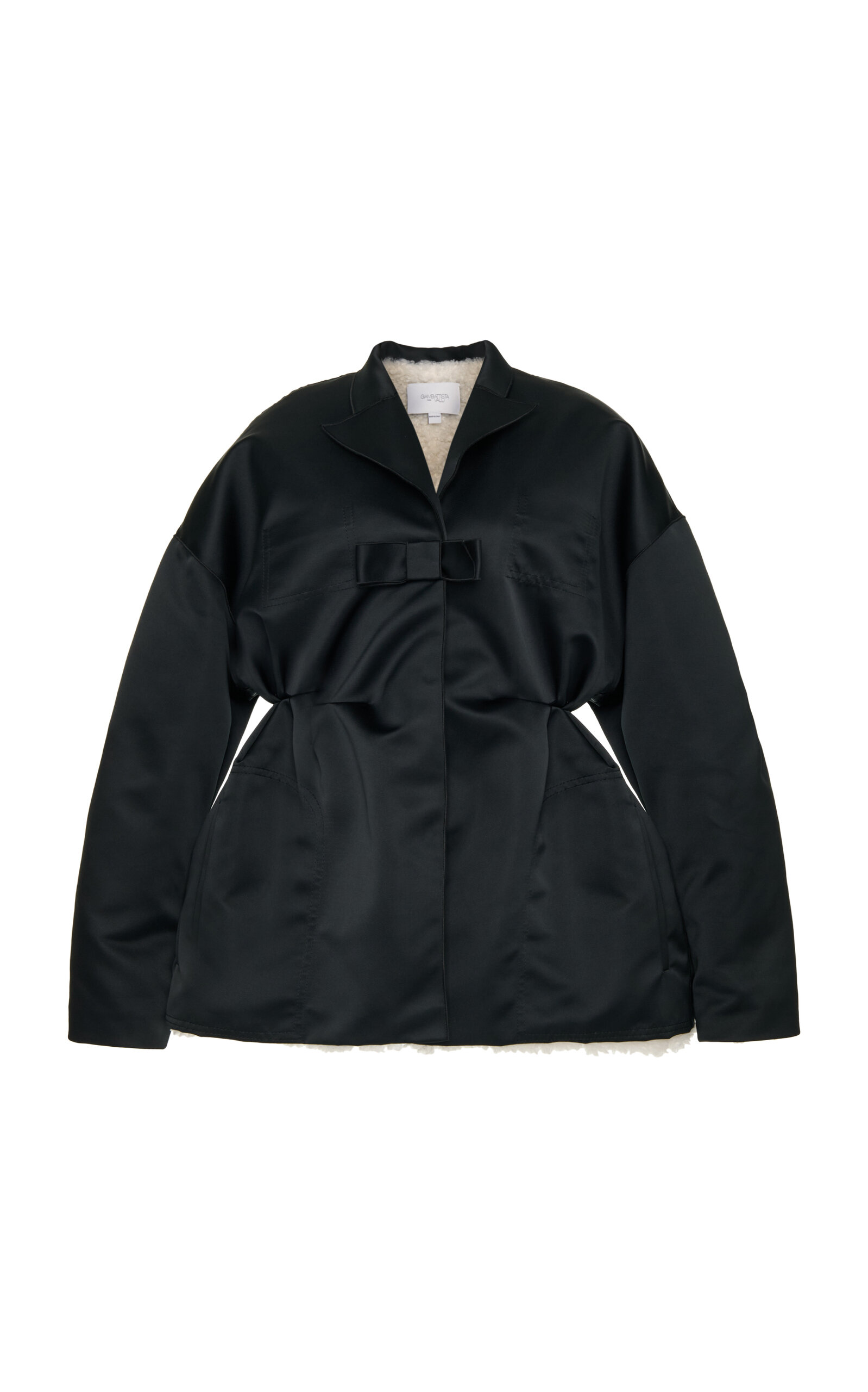 Giambattista Valli Oversized Duchesse Satin Coat In Black