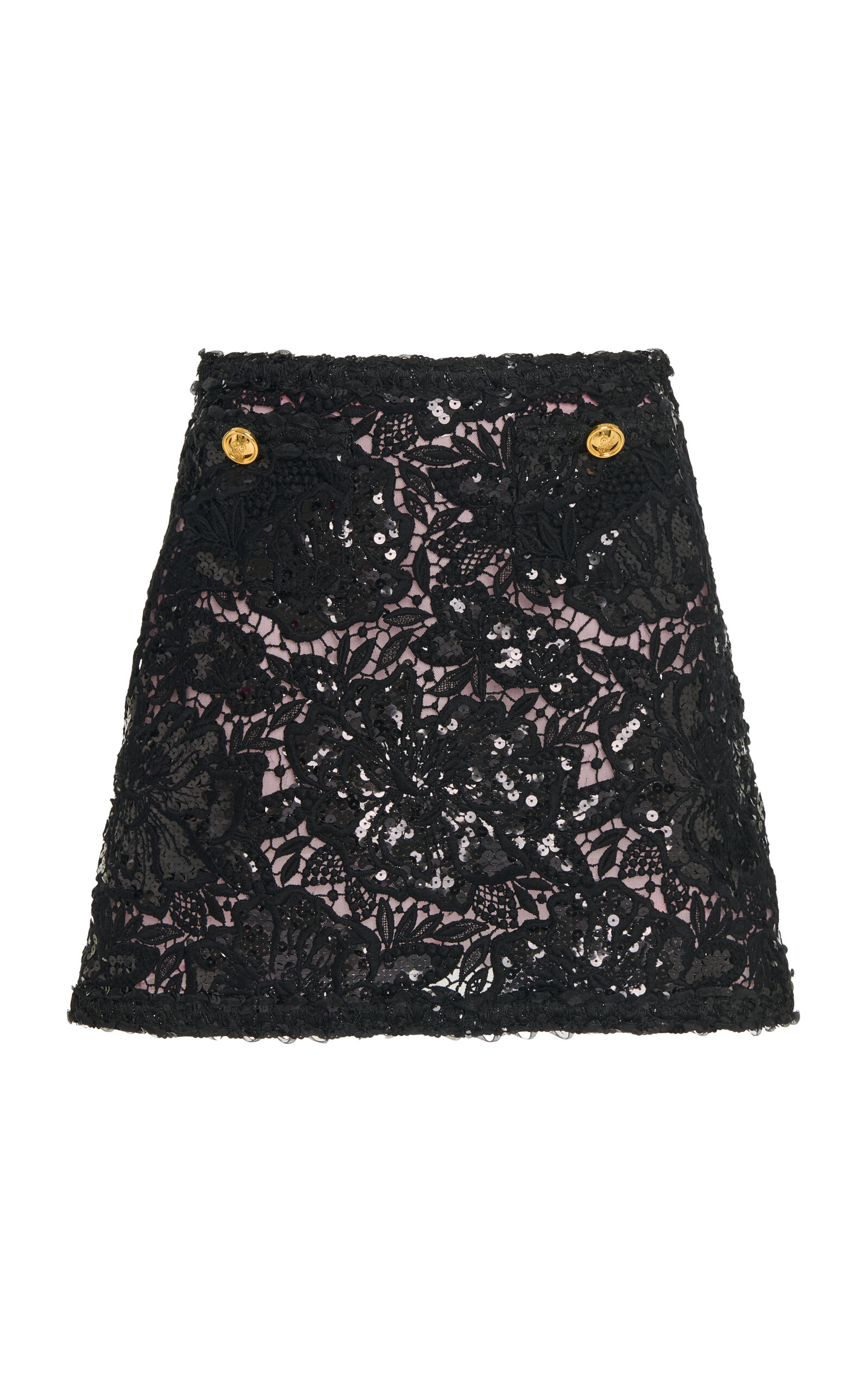 Giambattista Valli Sequined Lace Mini Skirt In Black