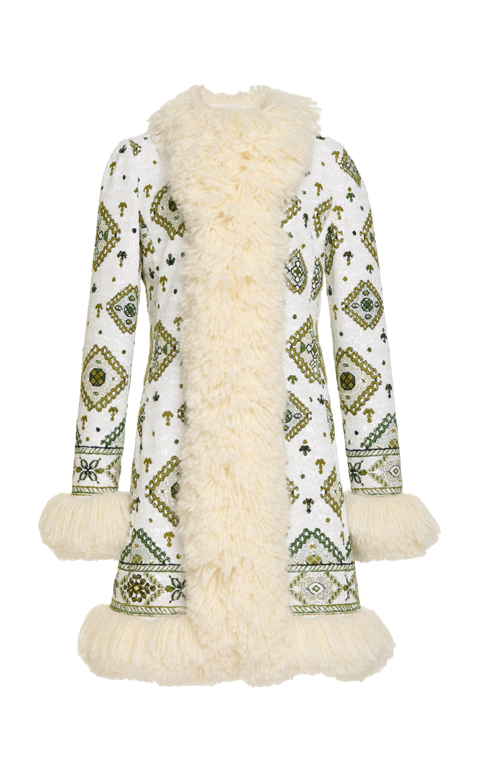 Giambattista Valli Embroidered Sequin Coat In White