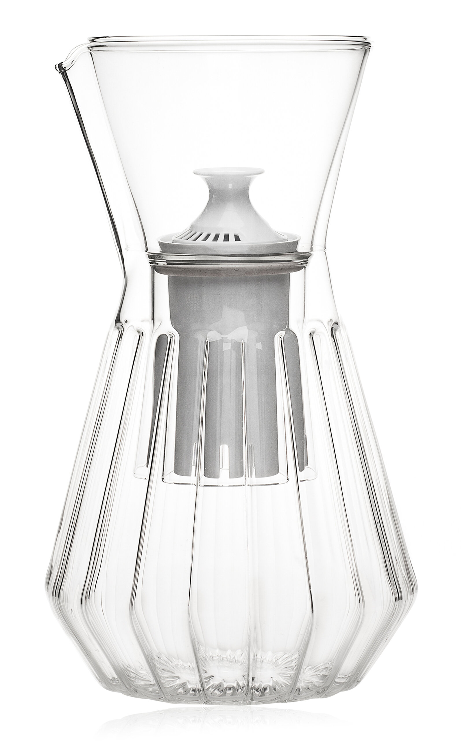 Fferrone Talise Fluted Glass Carafe In Clear